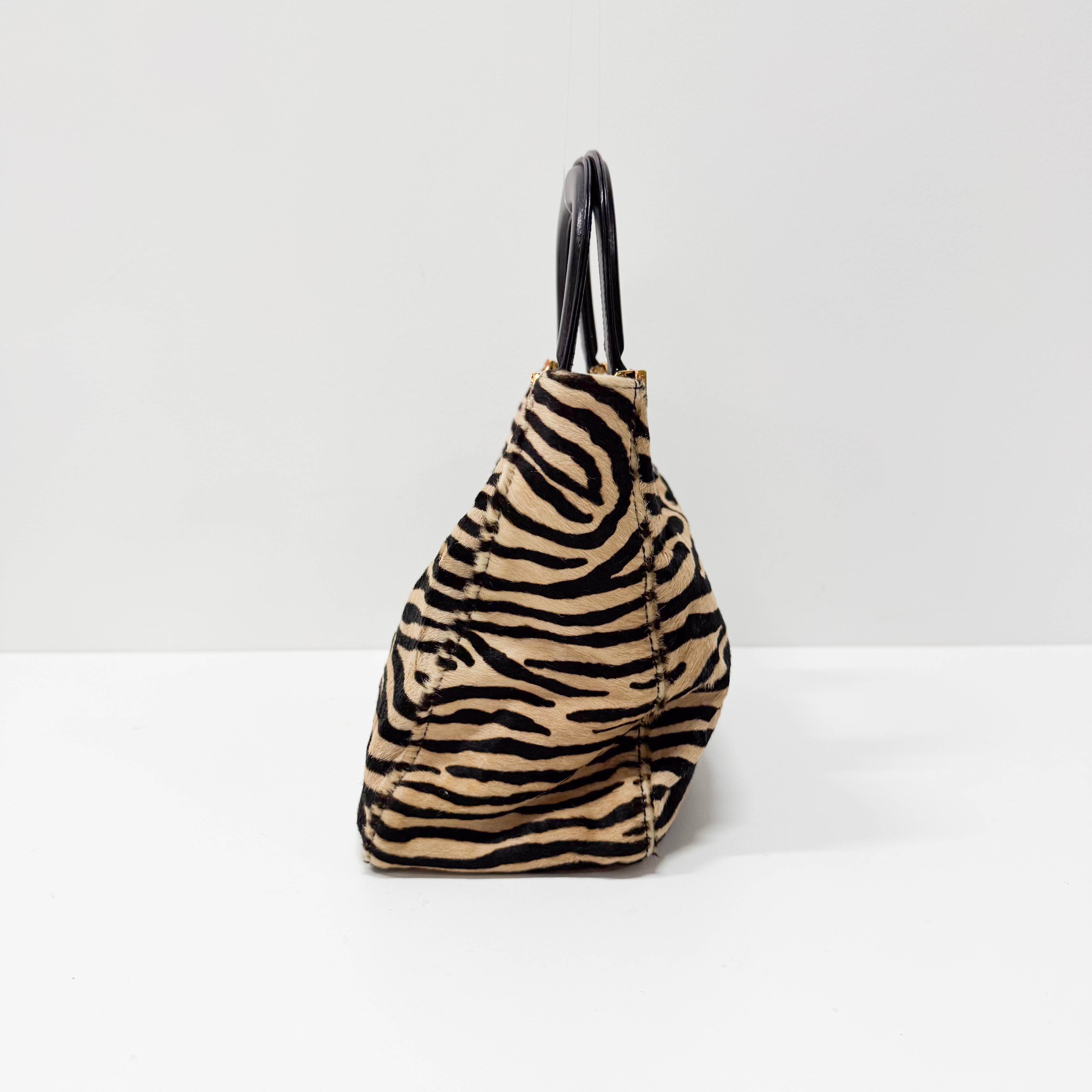 Yellow Zebra Print Pony Hair Handbag