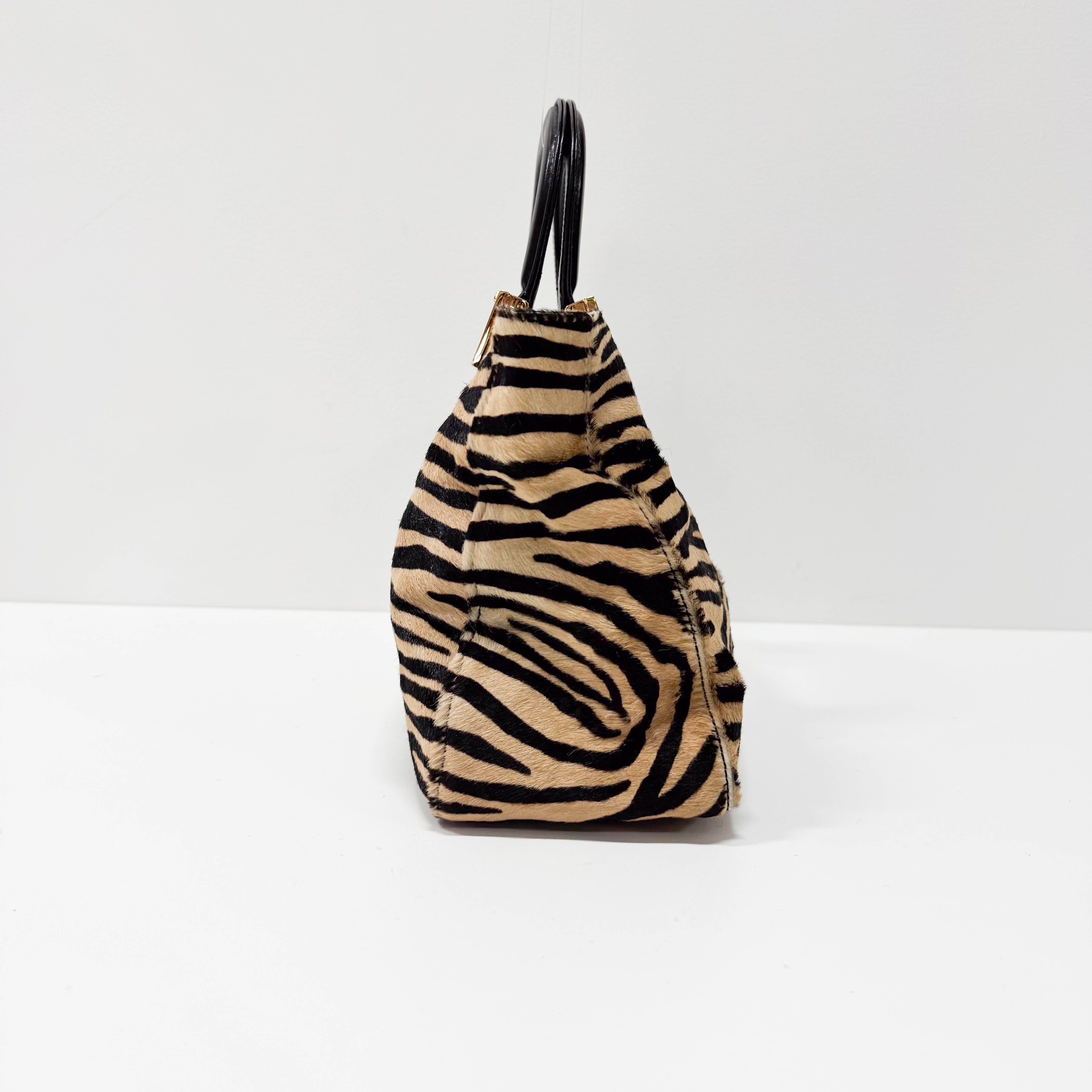 Yellow Zebra Print Pony Hair Handbag