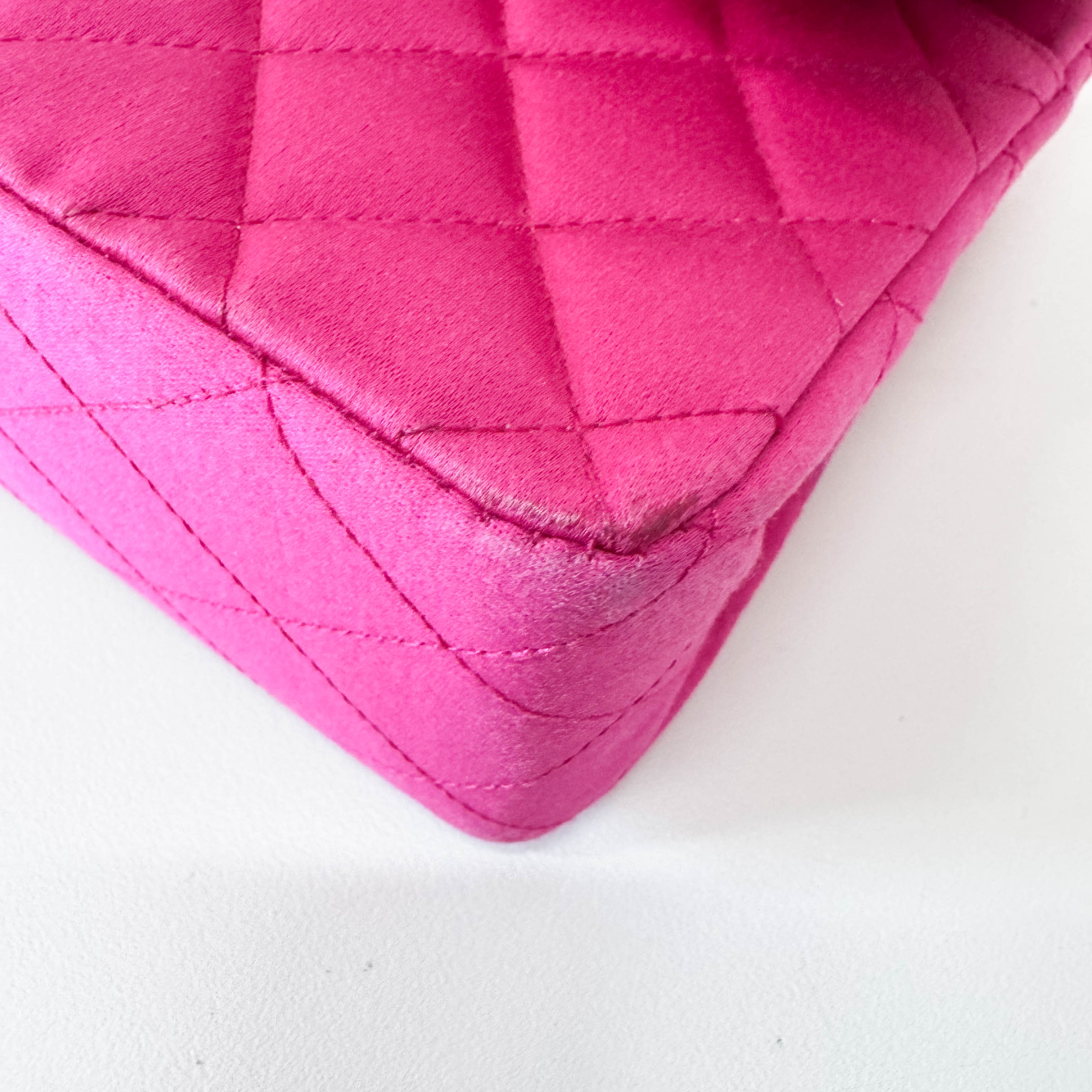 Timeless Classic Double Flap Pink Satin Chain Shoulder Bag