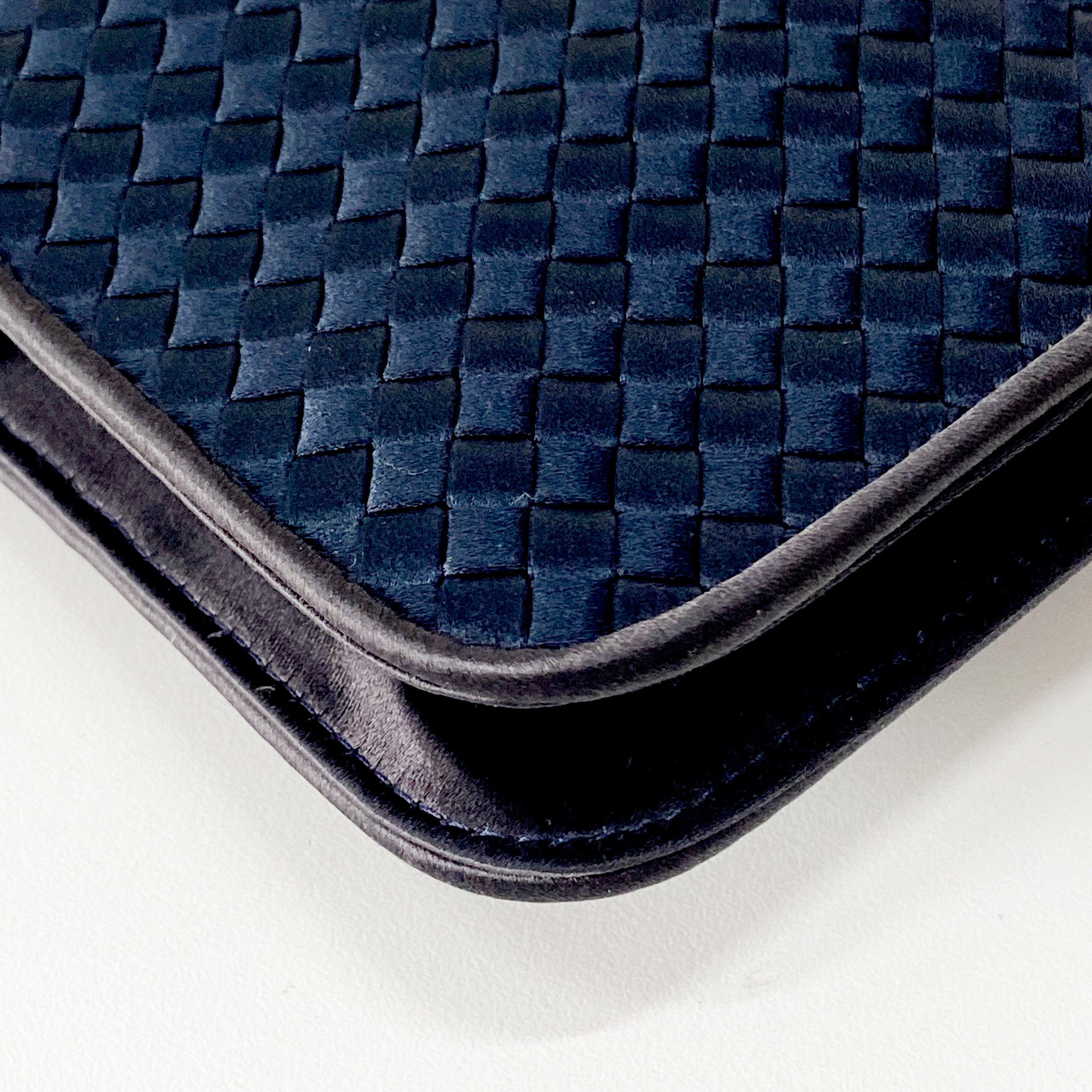 Petroleum Dark Navy Satin Intrecciato Beaded Handle