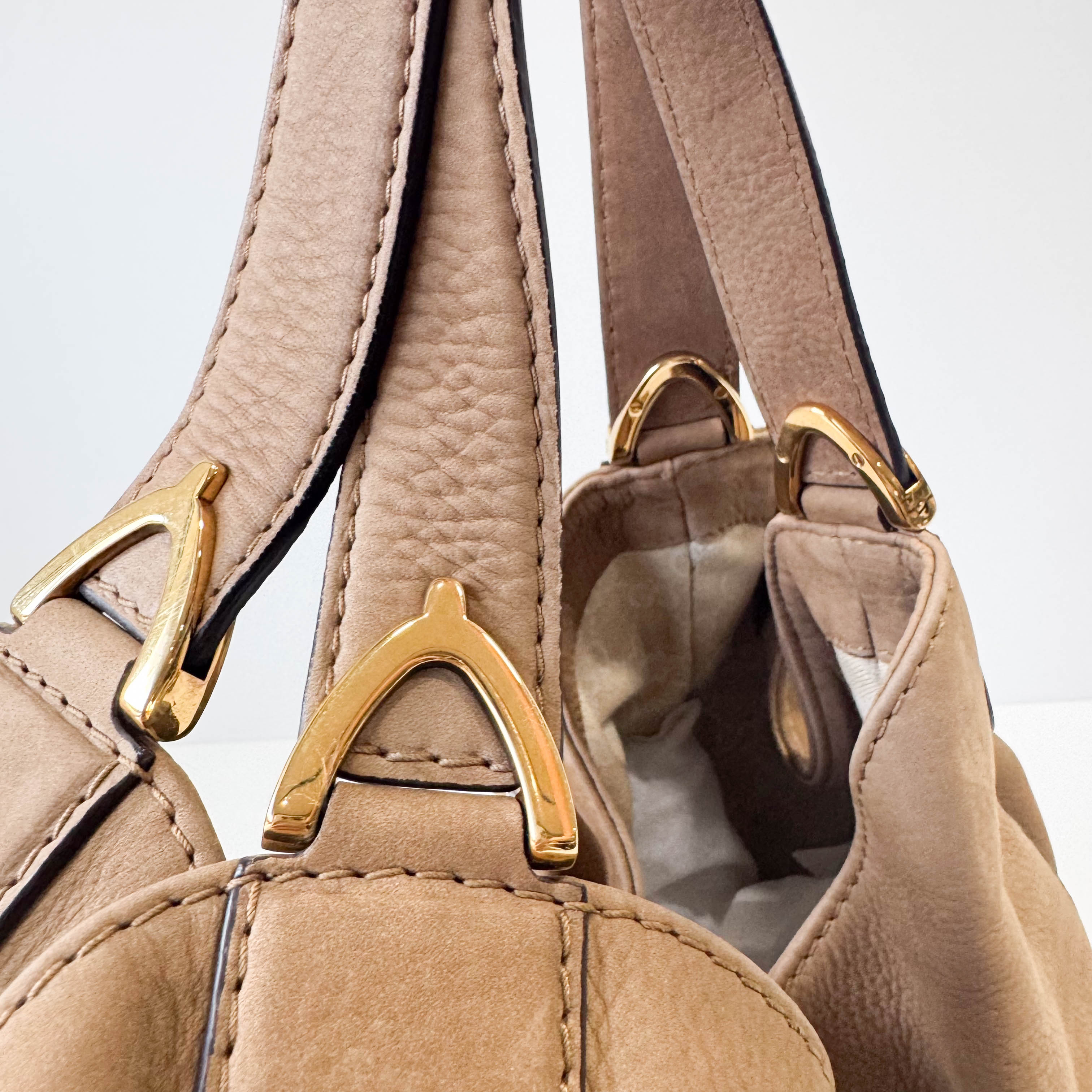 Stirrup Brown Nubuck Leather Shoulder Bag