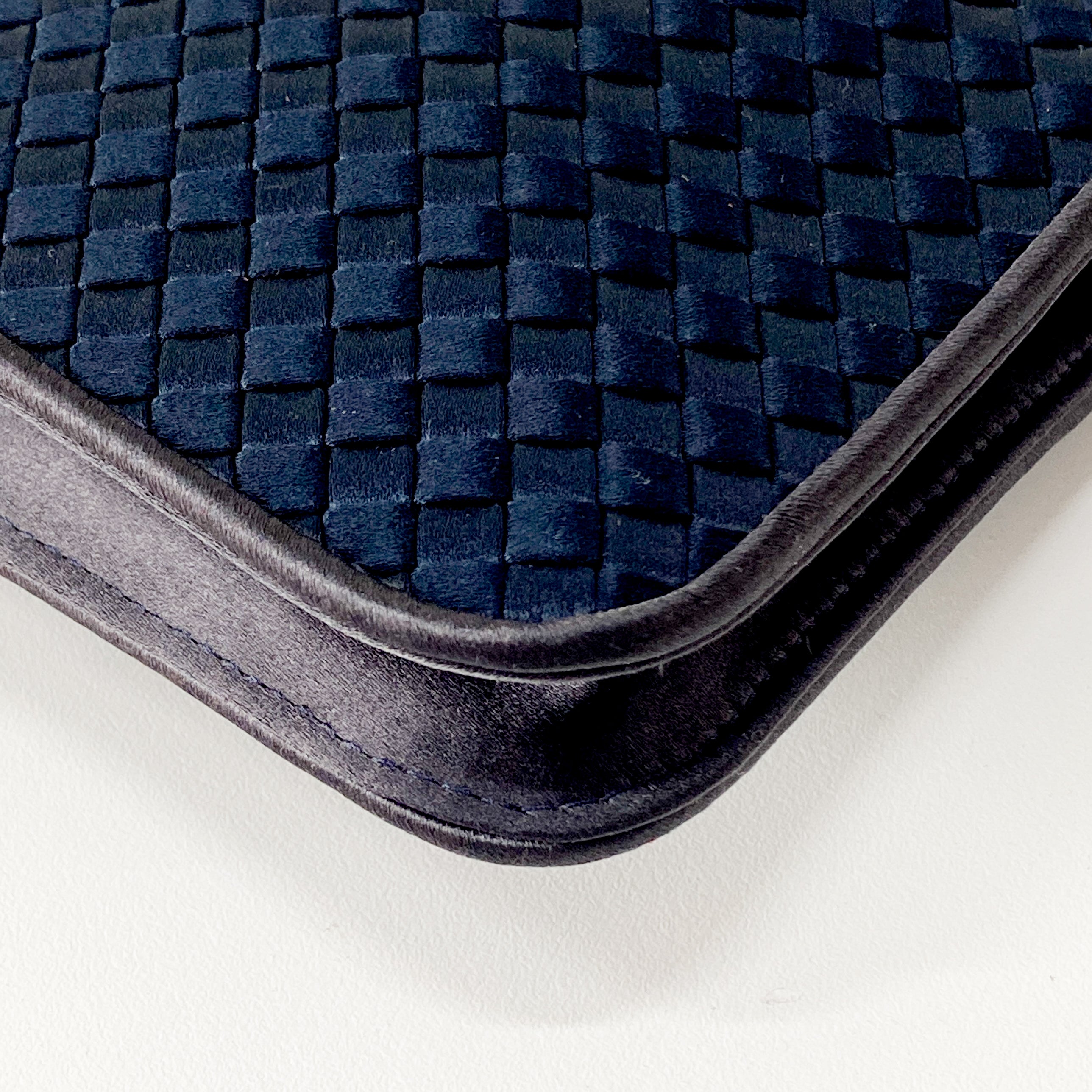 Petroleum Dark Navy Satin Intrecciato Beaded Handle