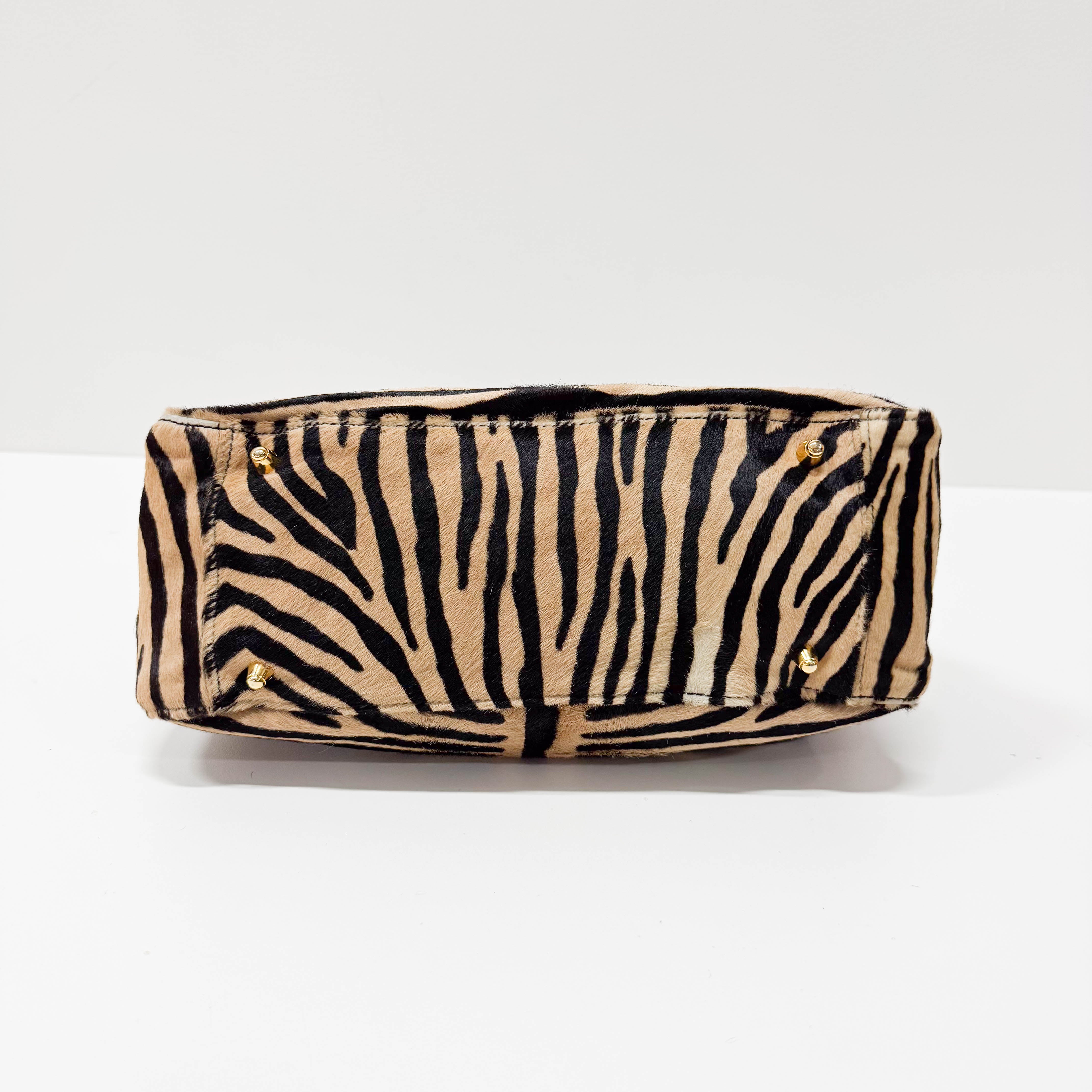 Yellow Zebra Print Pony Hair Handbag