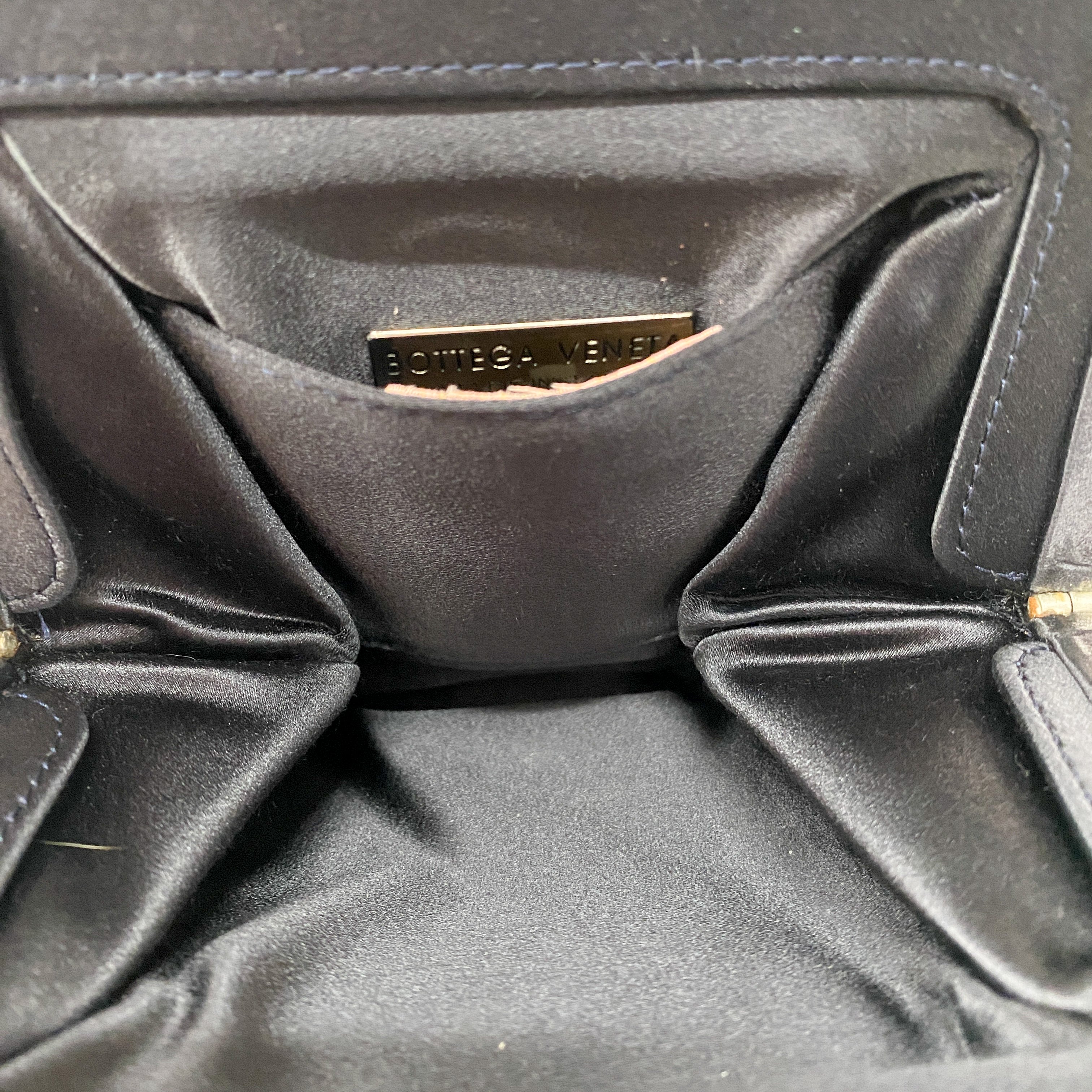 Petroleum Dark Navy Satin Intrecciato Beaded Handle