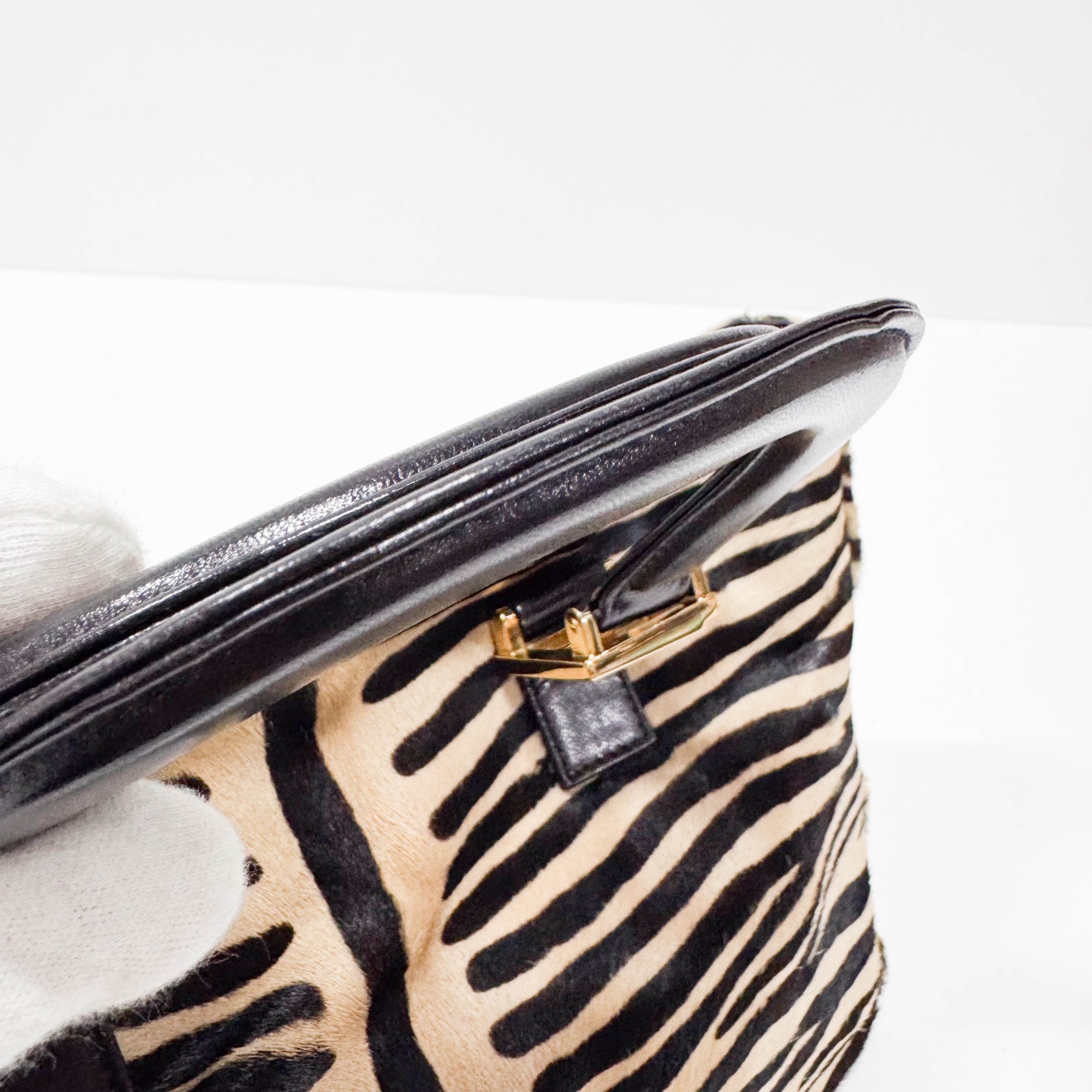 Yellow Zebra Print Pony Hair Handbag