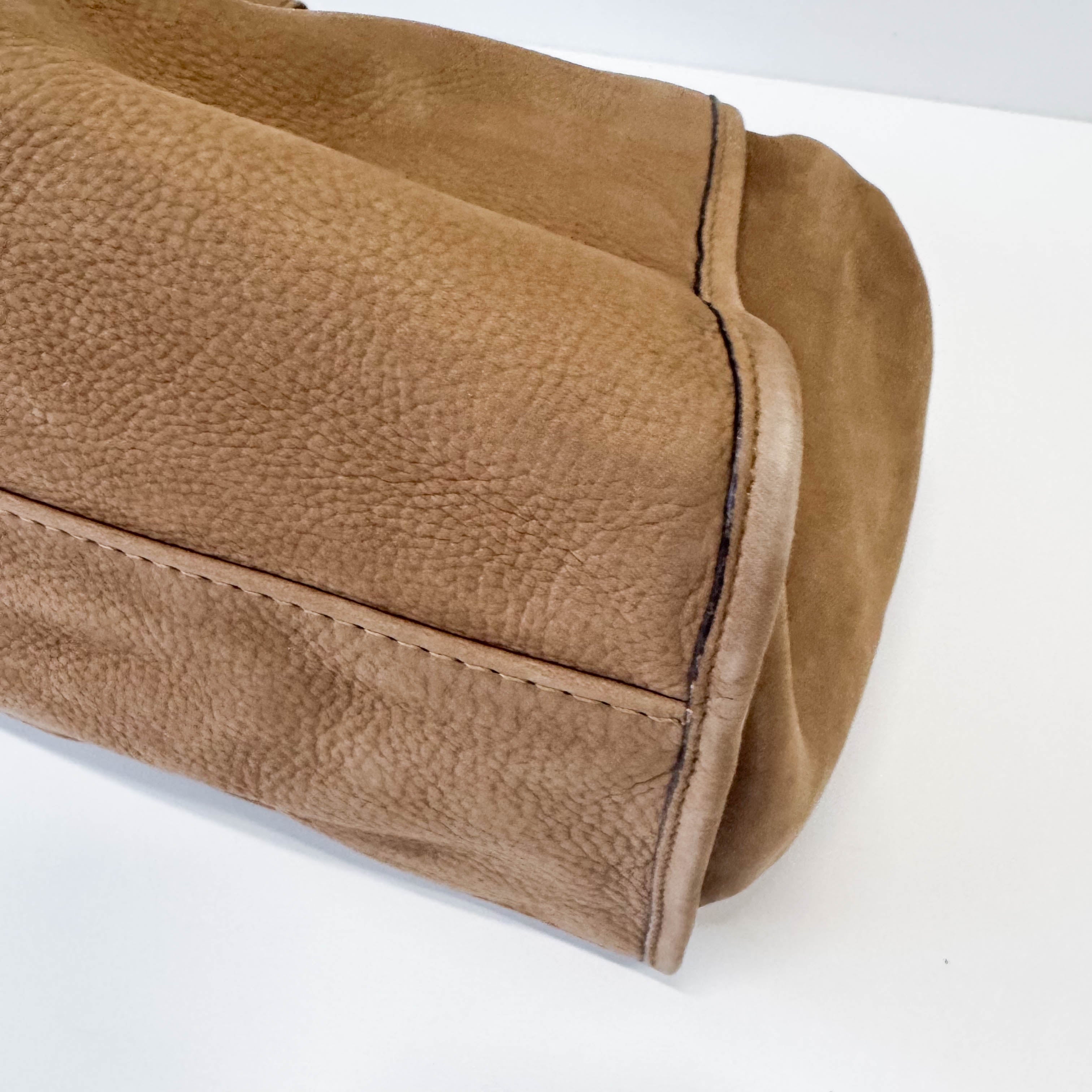 Stirrup Brown Nubuck Leather Shoulder Bag