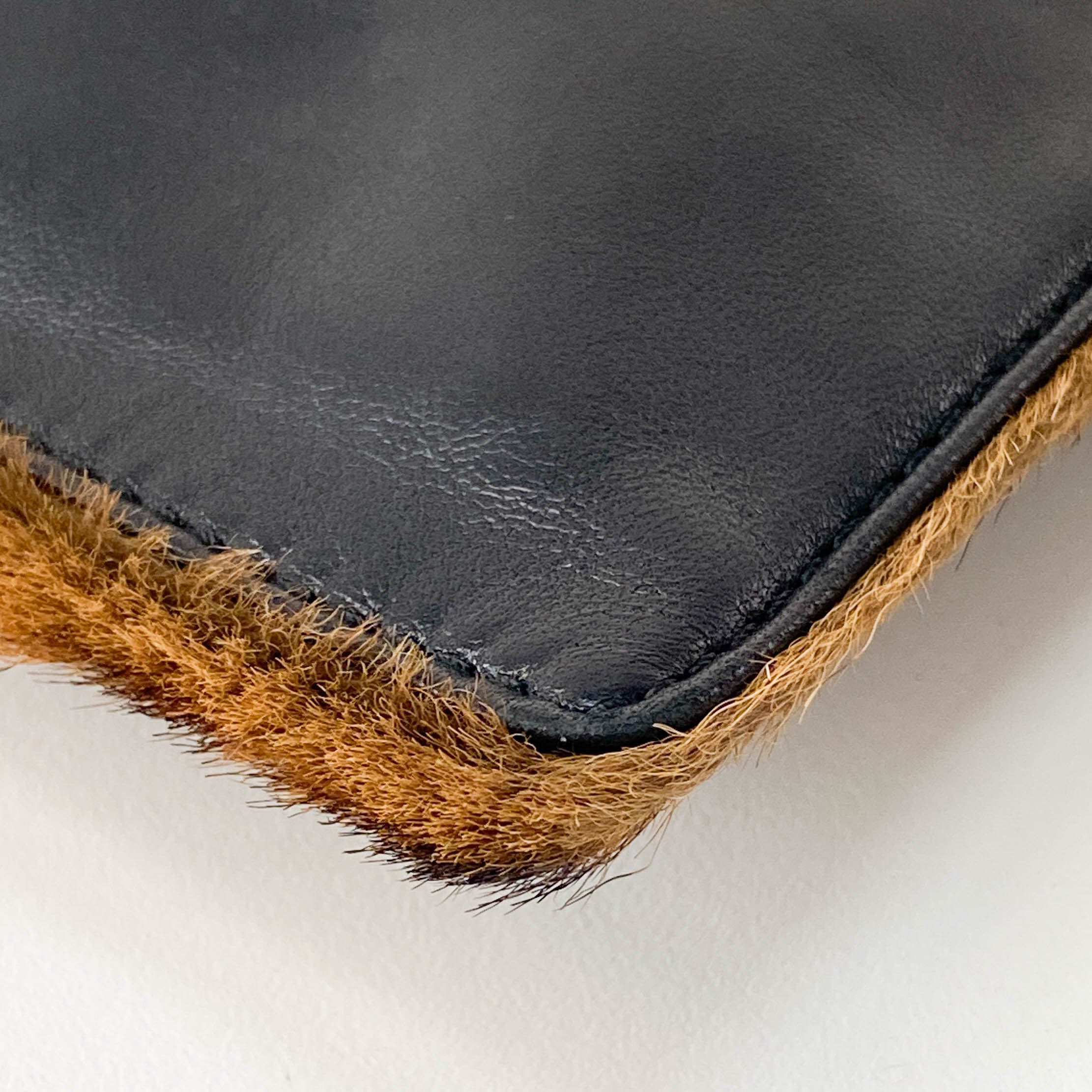 Pony Hair/Leather Black Handle Bag