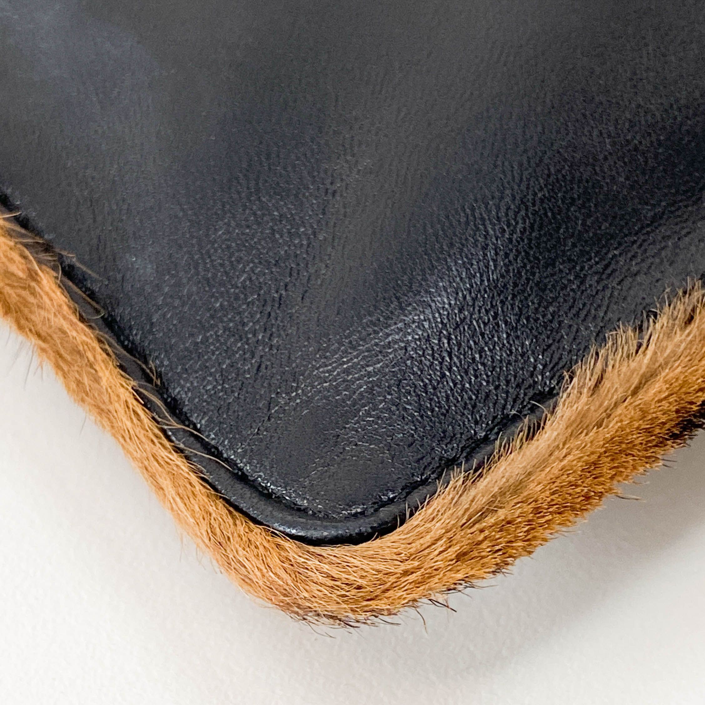 Pony Hair/Leather Black Handle Bag