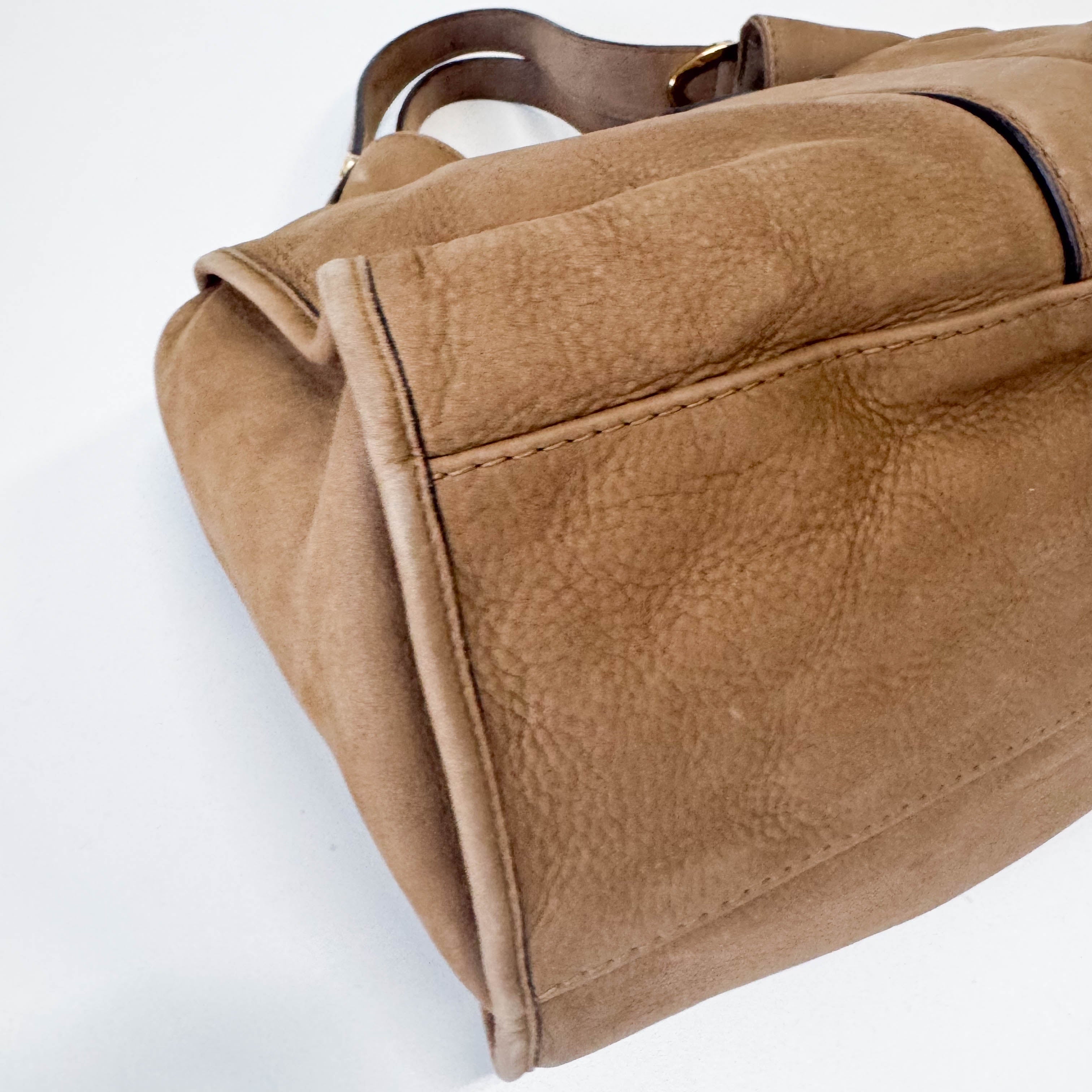 Stirrup Brown Nubuck Leather Shoulder Bag