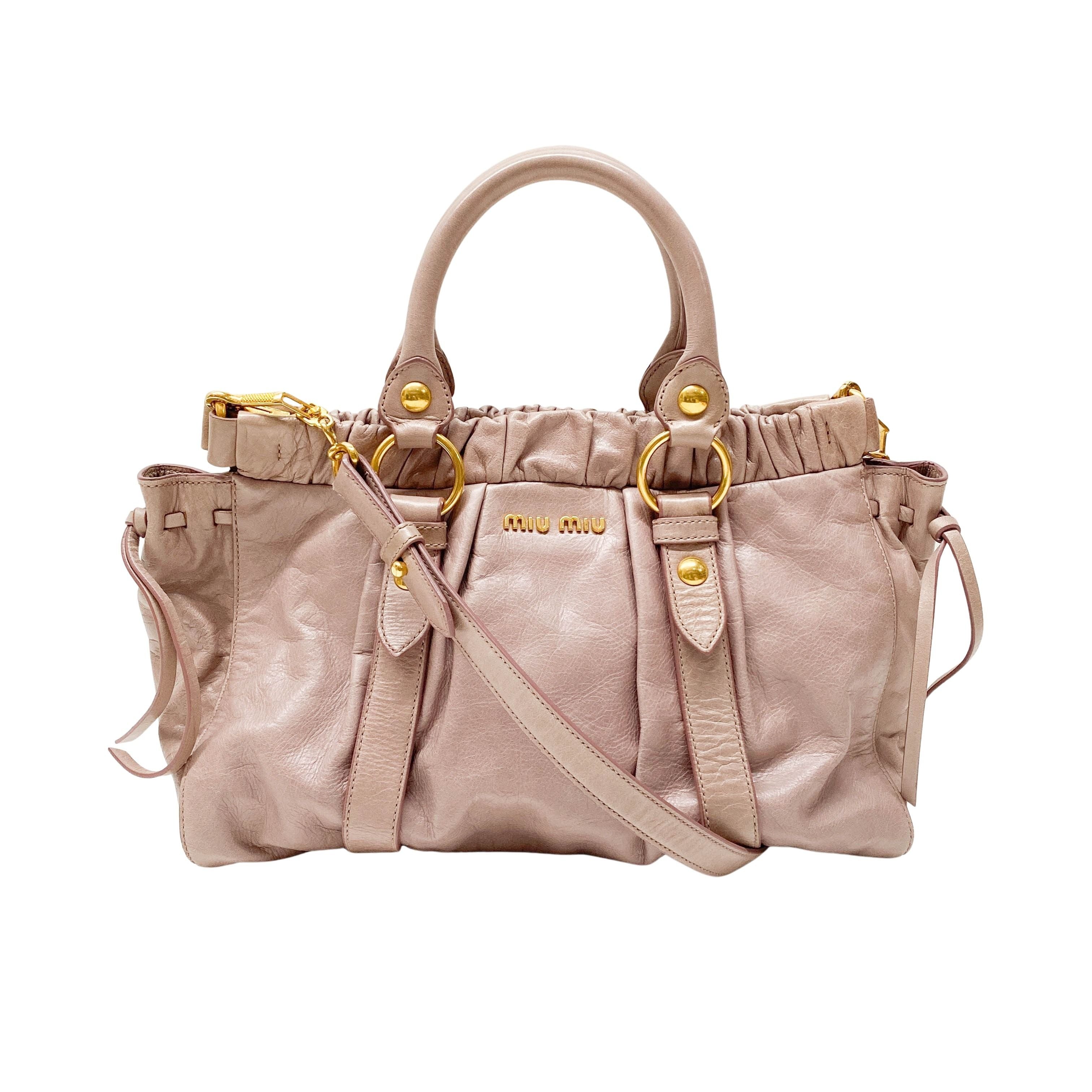 Vitello Bauletto Lavender Calfskin Leather Two Way Bag