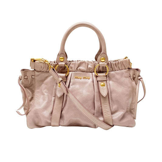 Vitello Bauletto Lavender Calfskin Leather Two Way Bag