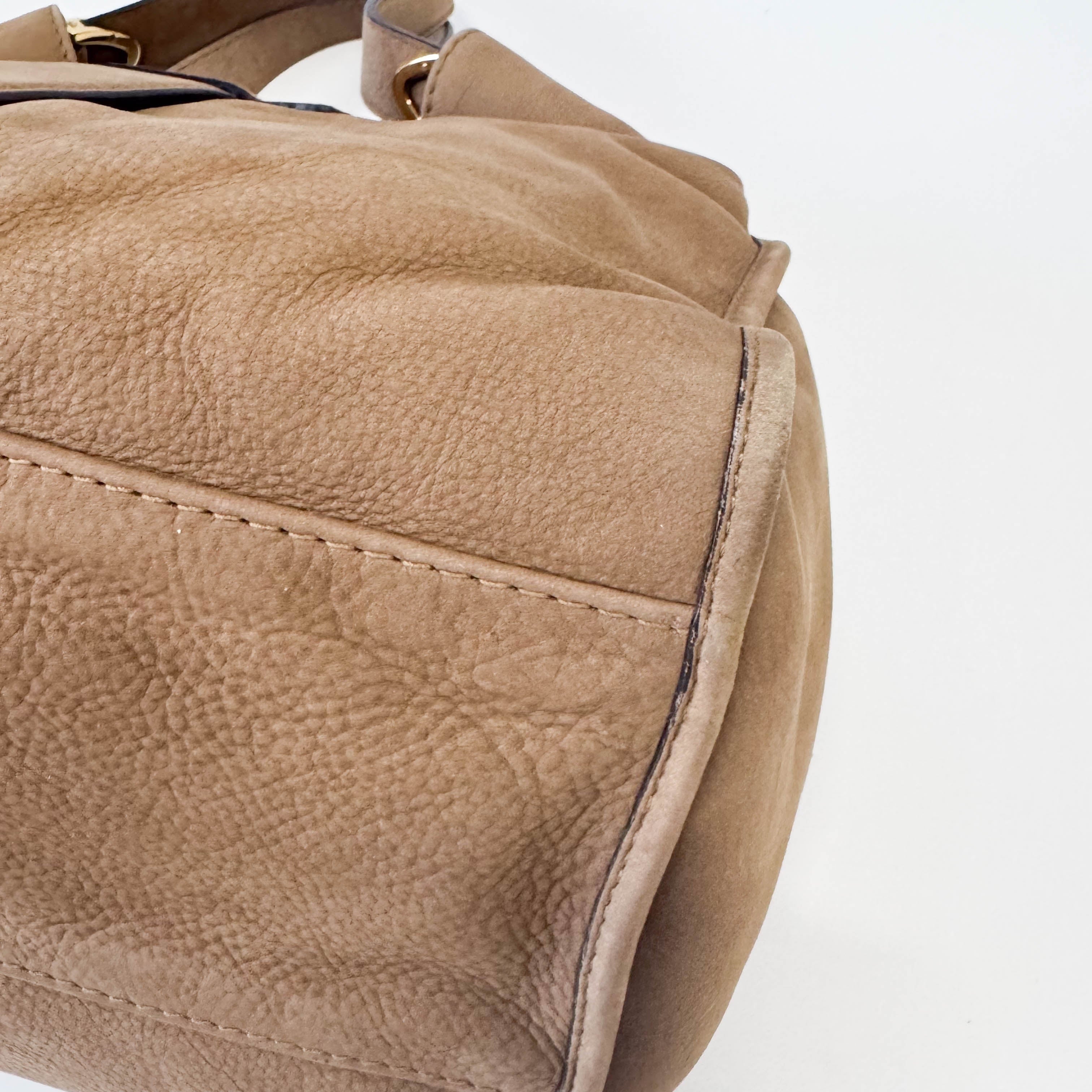 Stirrup Brown Nubuck Leather Shoulder Bag