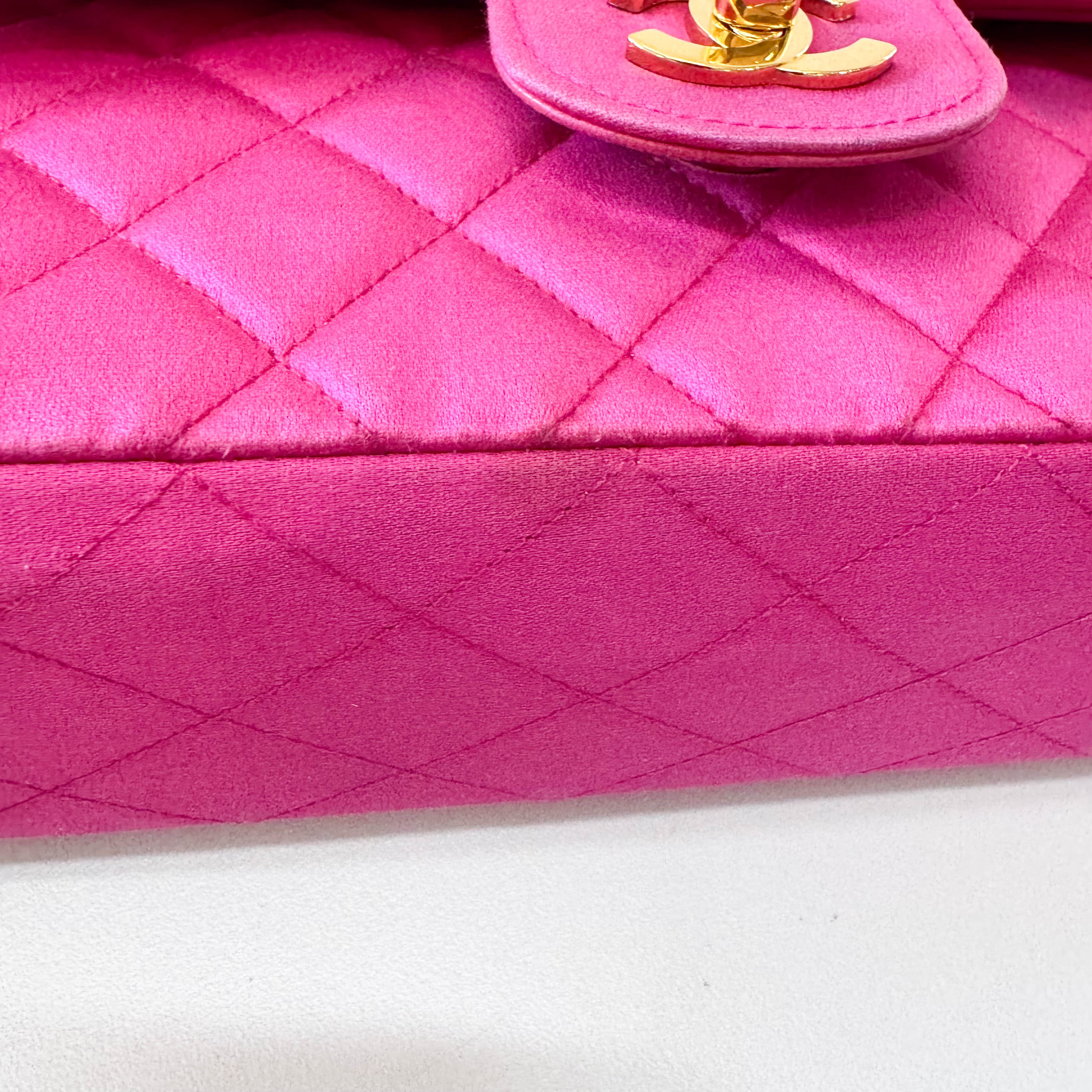 Timeless Classic Double Flap Pink Satin Chain Shoulder Bag