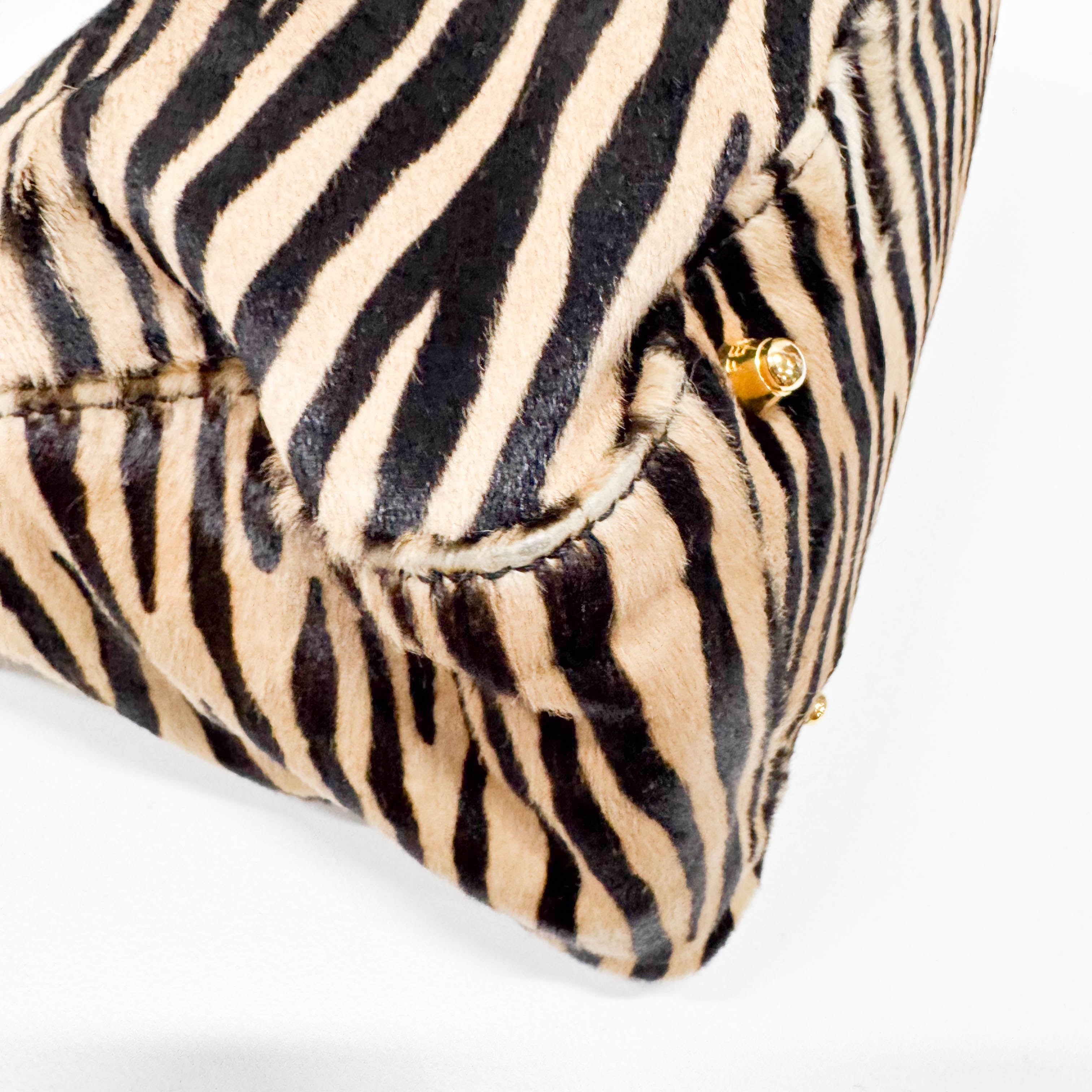Yellow Zebra Print Pony Hair Handbag