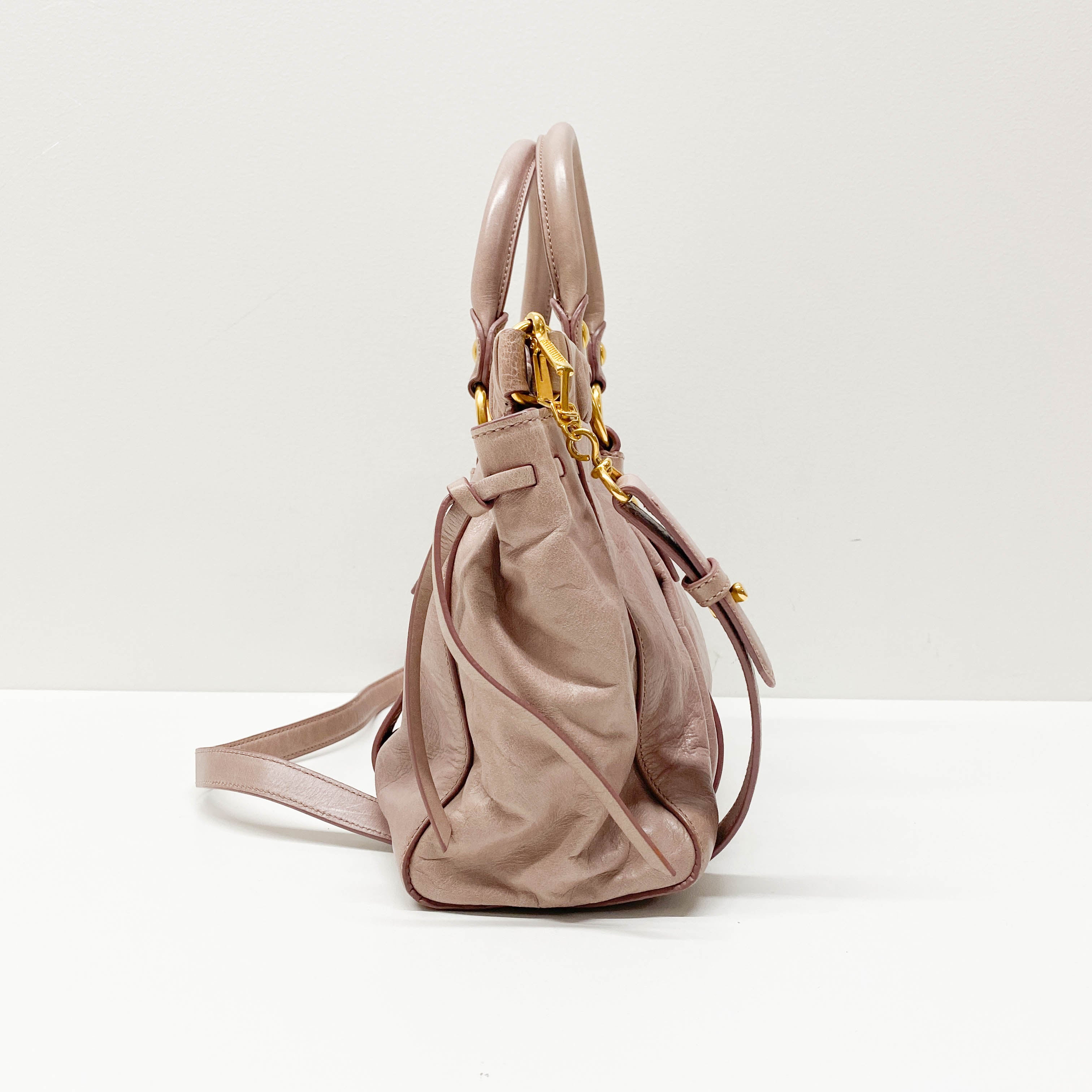 Vitello Bauletto Lavender Calfskin Leather Two Way Bag