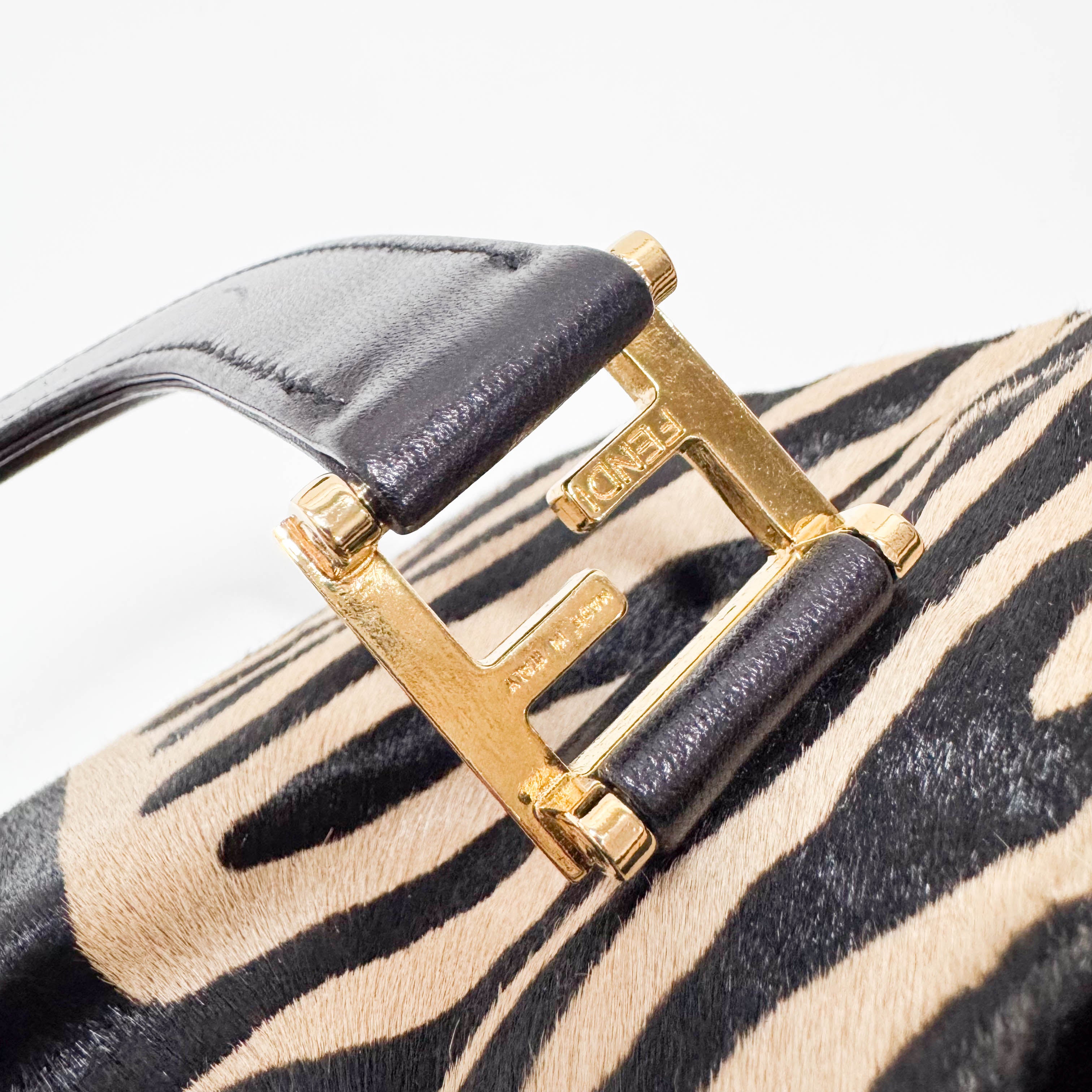 Yellow Zebra Print Pony Hair Handbag