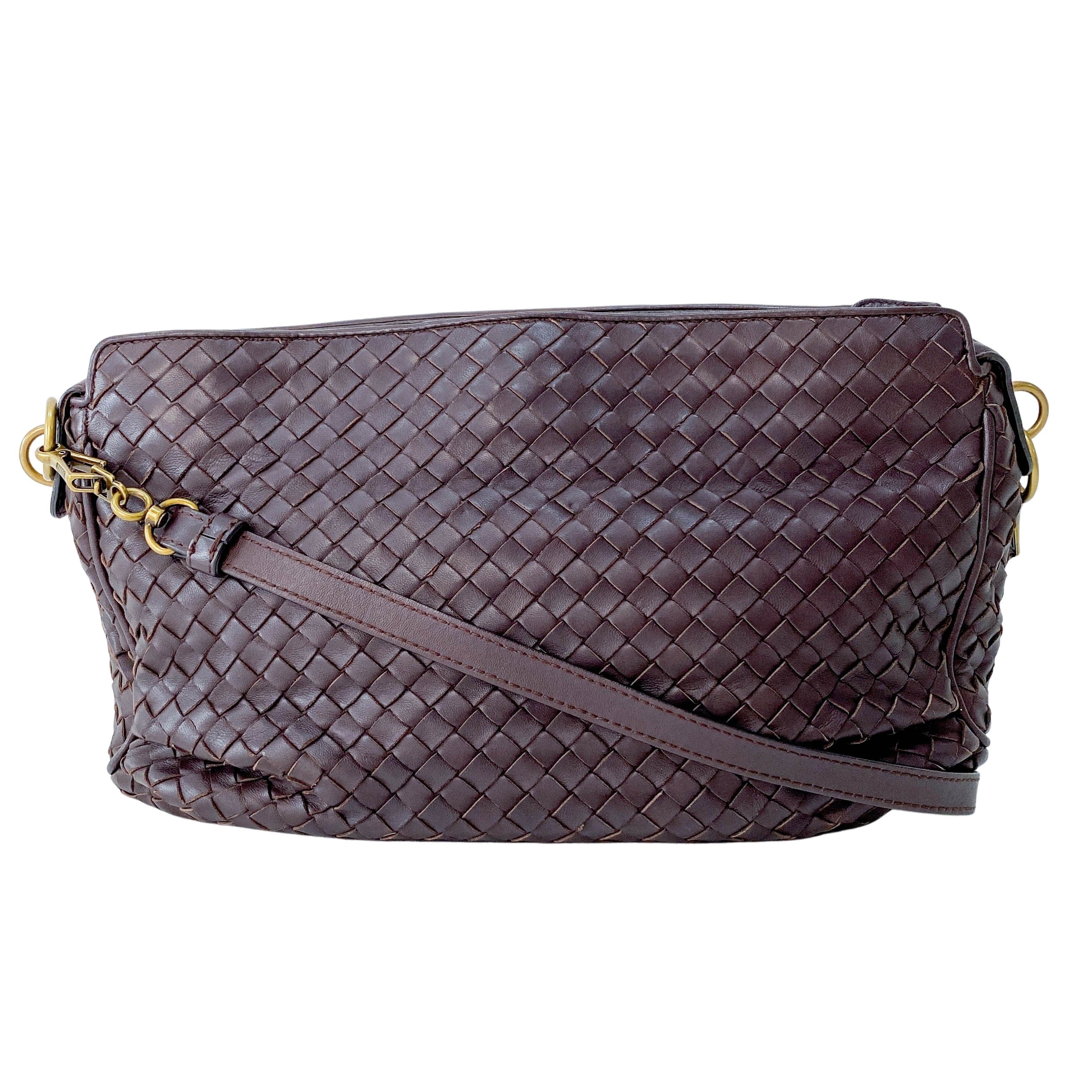 Brown Intrecciato Shoulder Bag