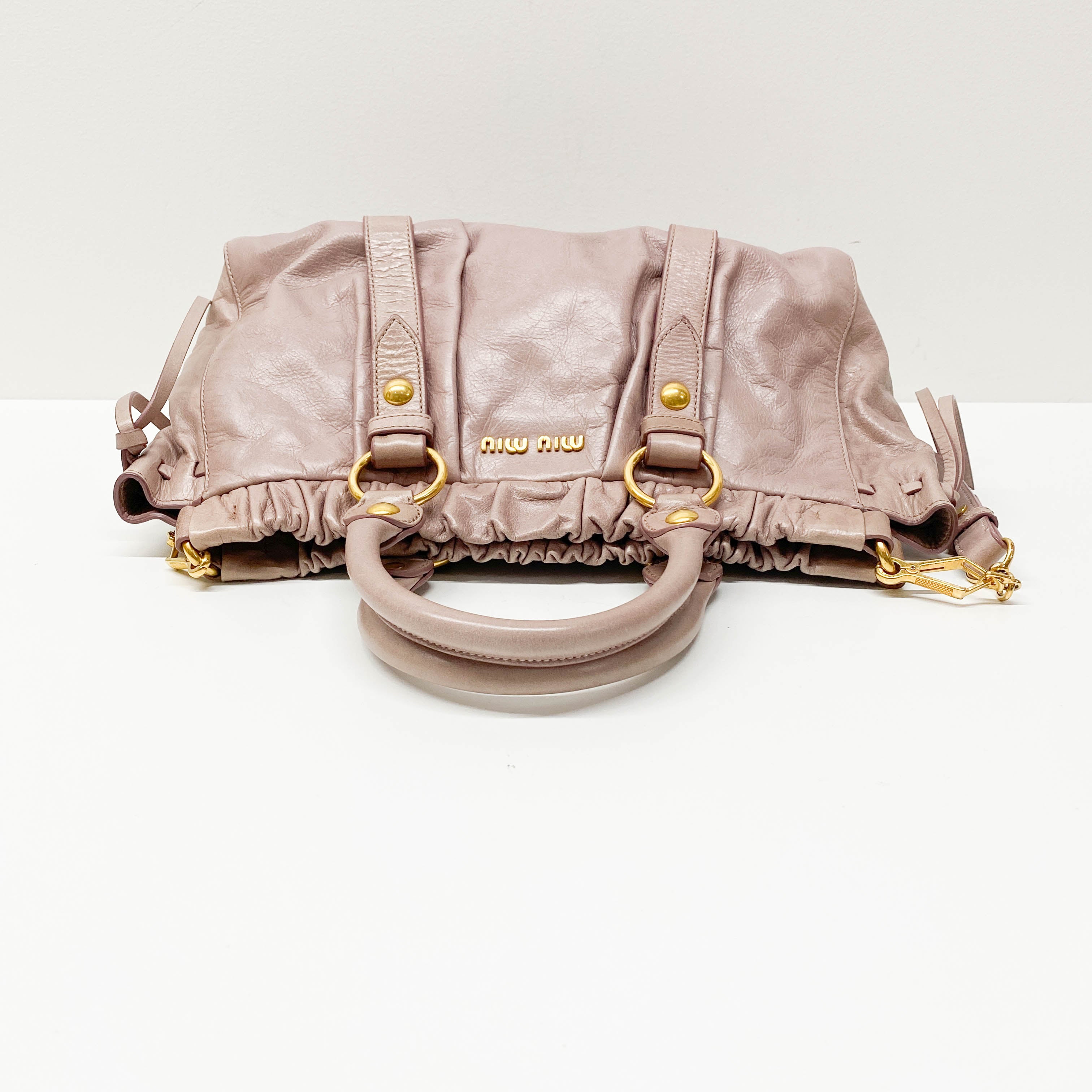 Vitello Bauletto Lavender Calfskin Leather Two Way Bag