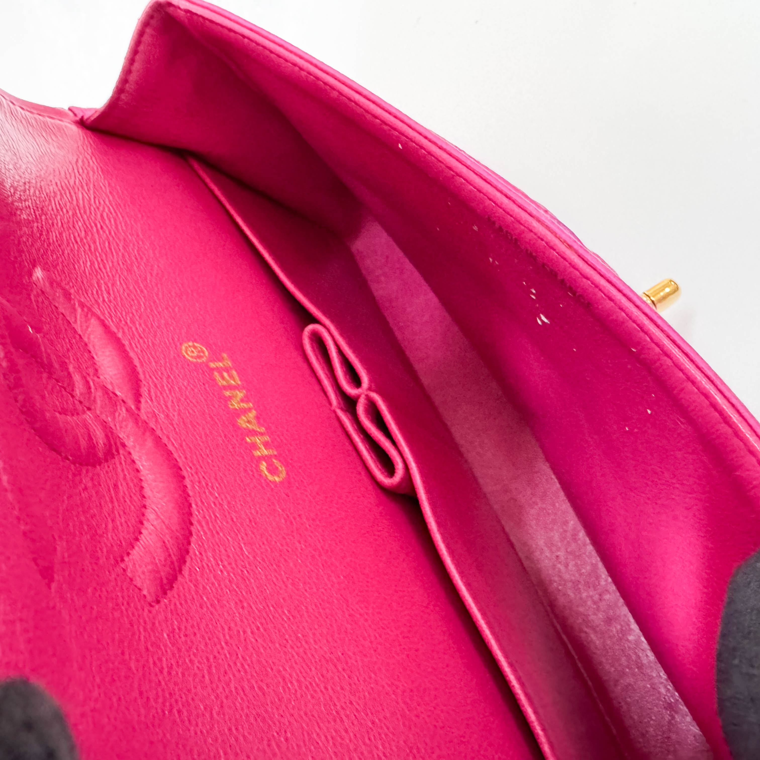 Timeless Classic Double Flap Pink Satin Chain Shoulder Bag