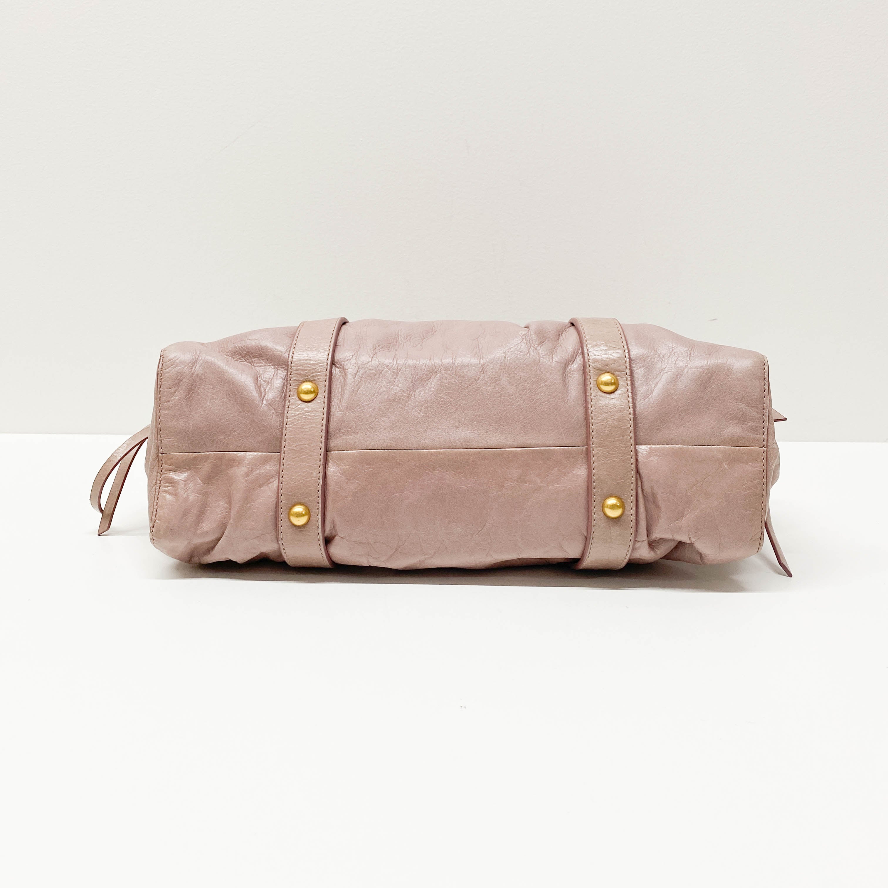 Vitello Bauletto Lavender Calfskin Leather Two Way Bag