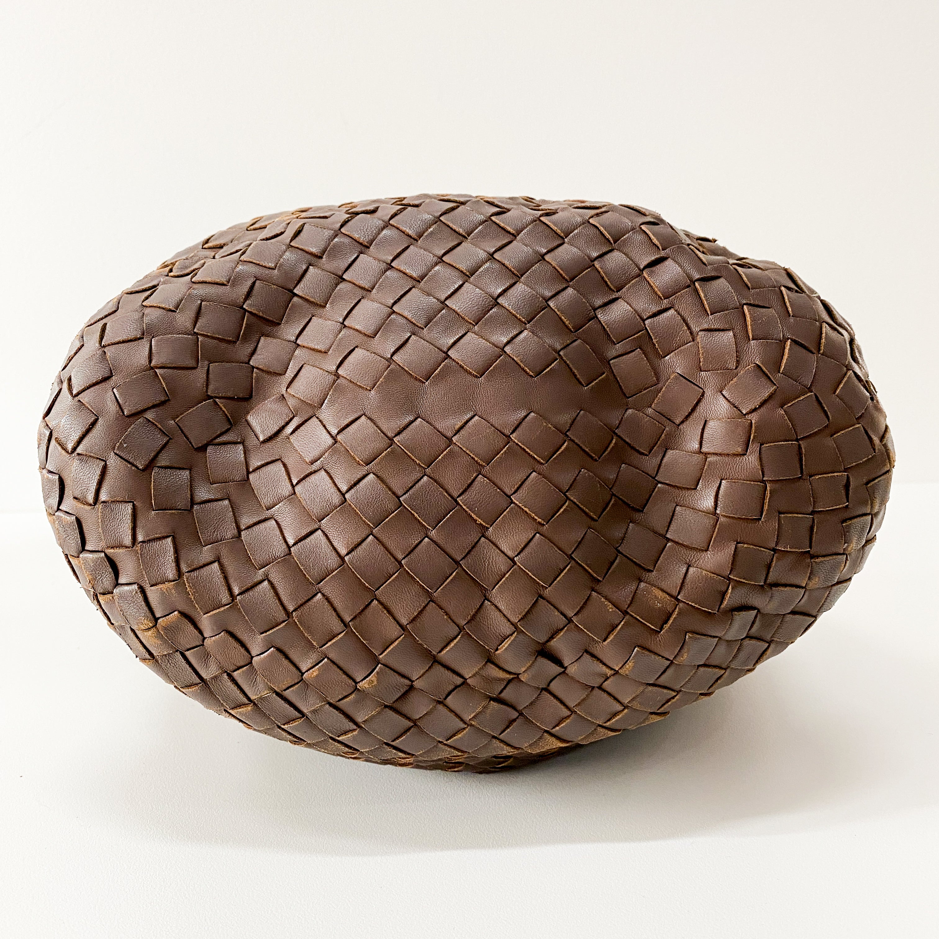 Intrecciato Brown Leather Shoulder Bag