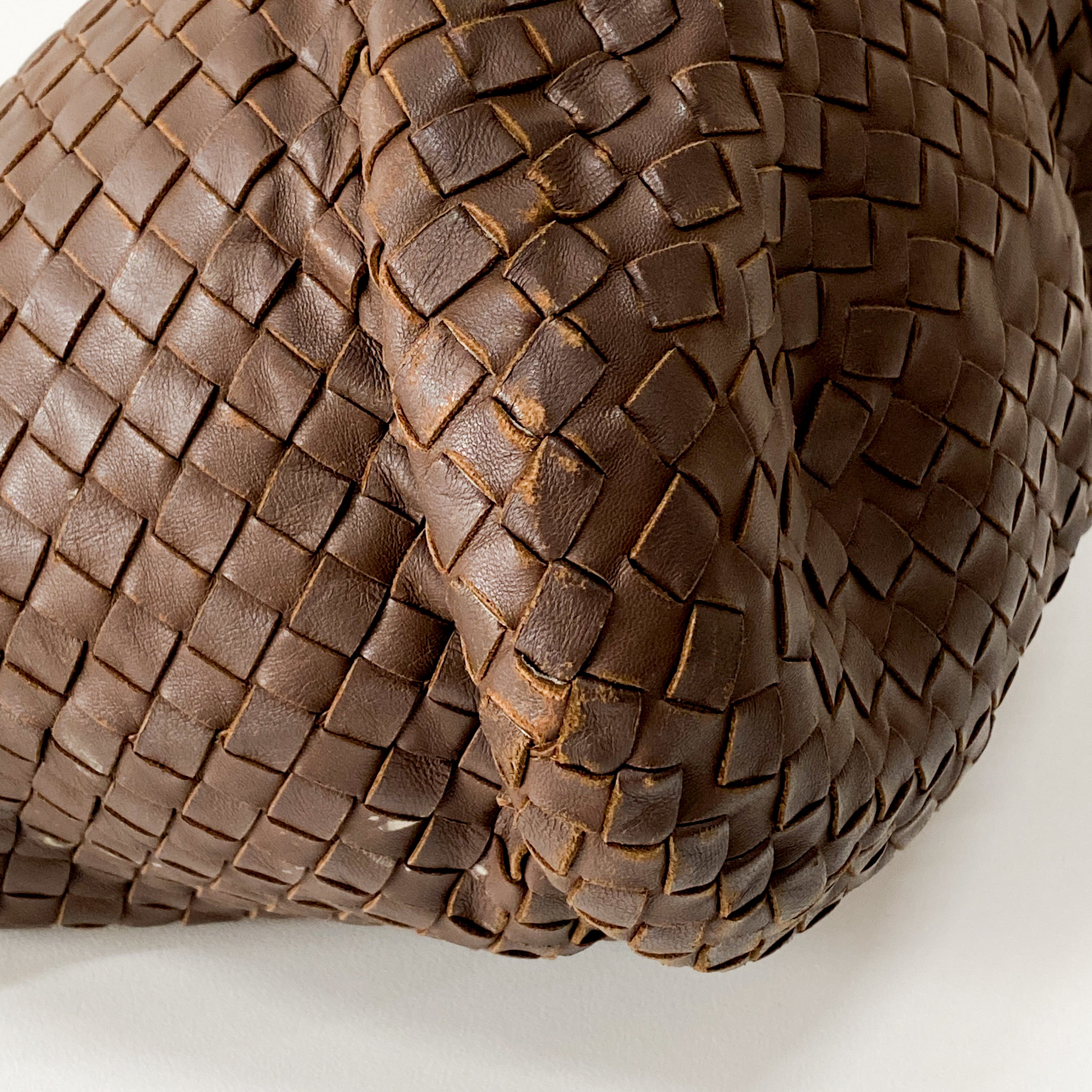 Intrecciato Brown Leather Shoulder Bag