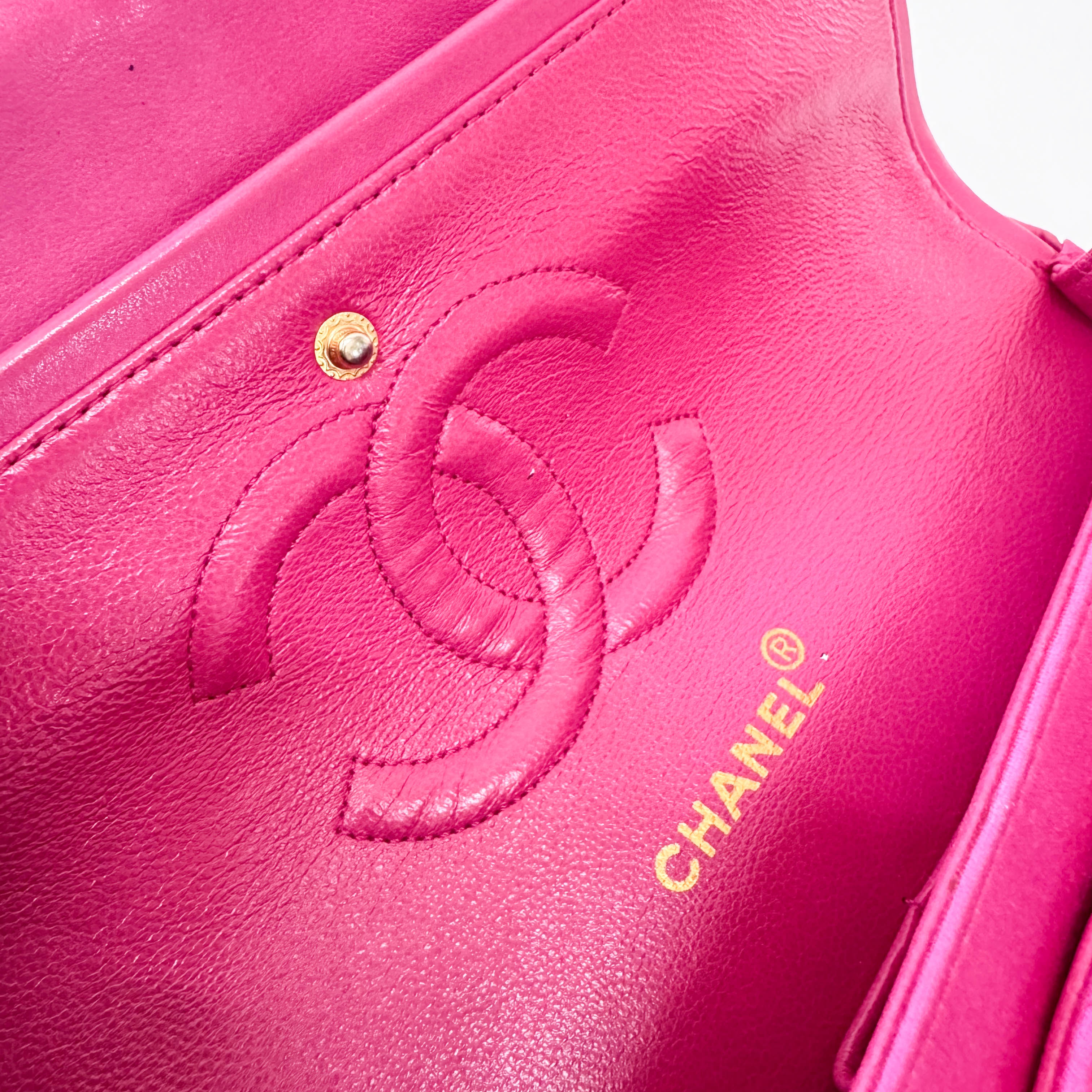 Timeless Classic Double Flap Pink Satin Chain Shoulder Bag