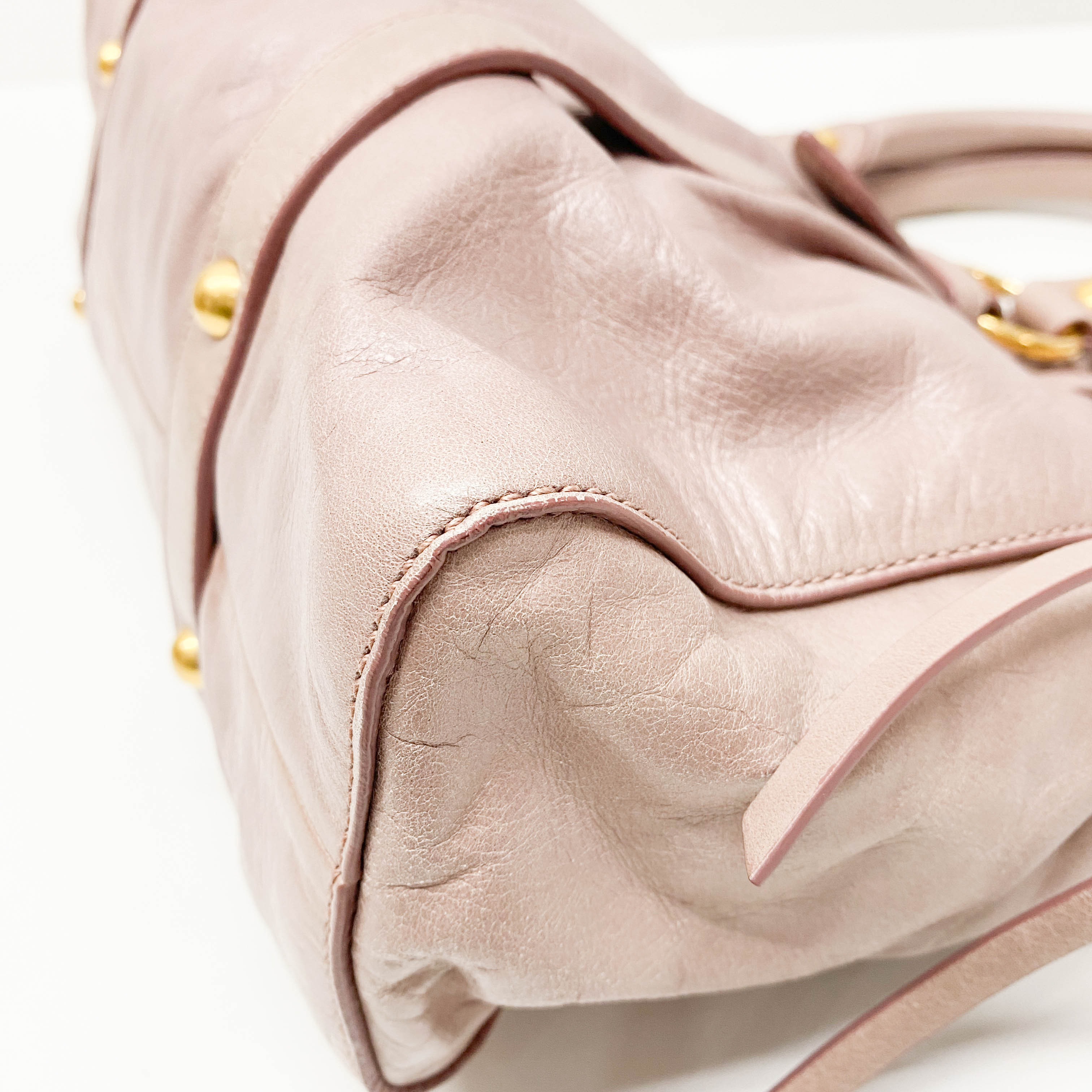 Vitello Bauletto Lavender Calfskin Leather Two Way Bag