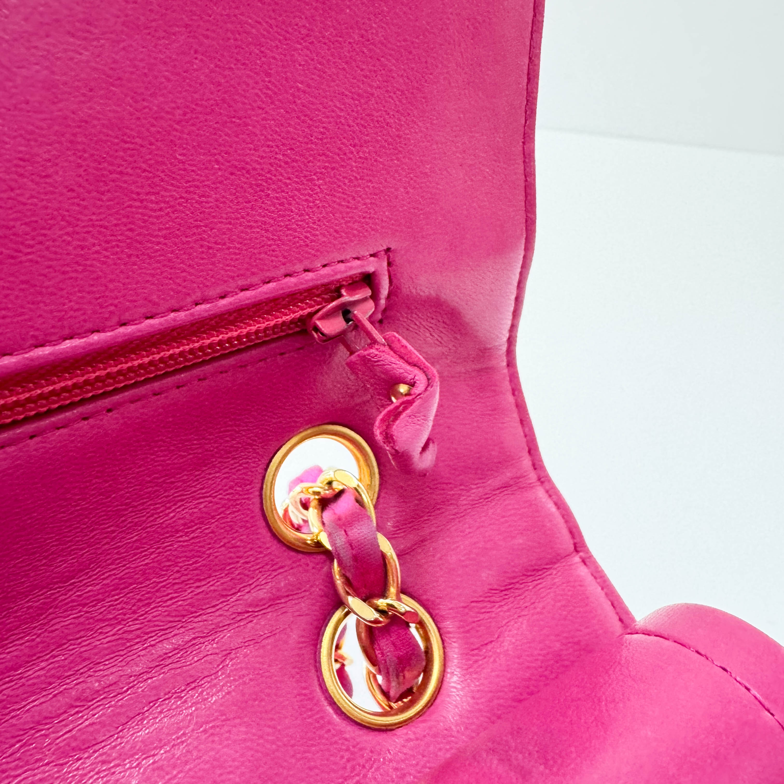 Timeless Classic Double Flap Pink Satin Chain Shoulder Bag
