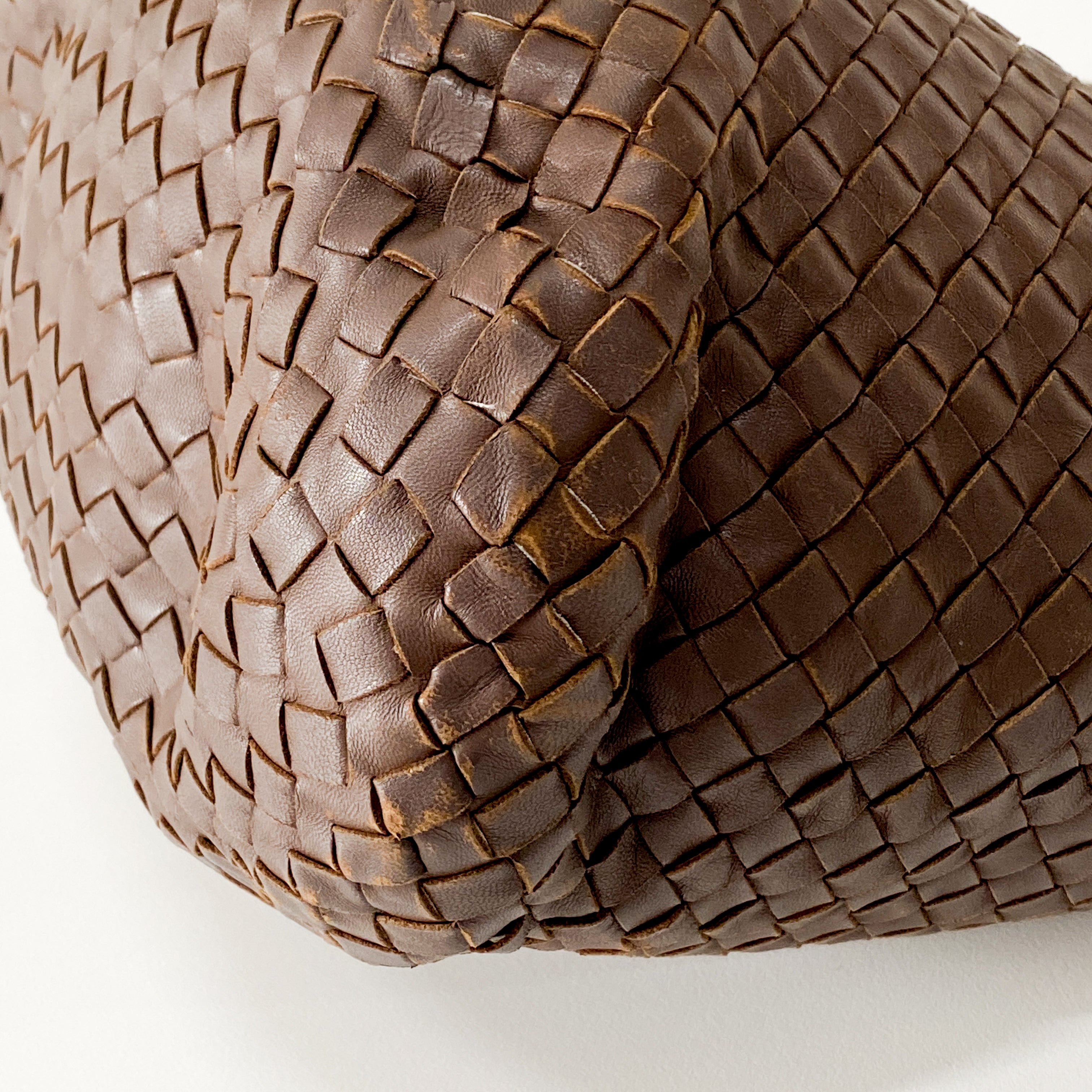 Intrecciato Brown Leather Shoulder Bag