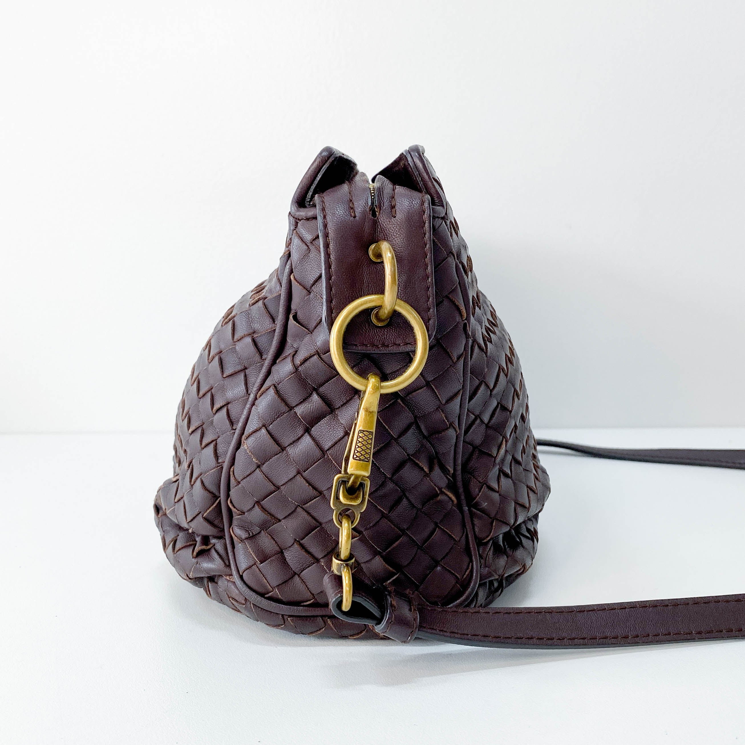 Brown Intrecciato Shoulder Bag