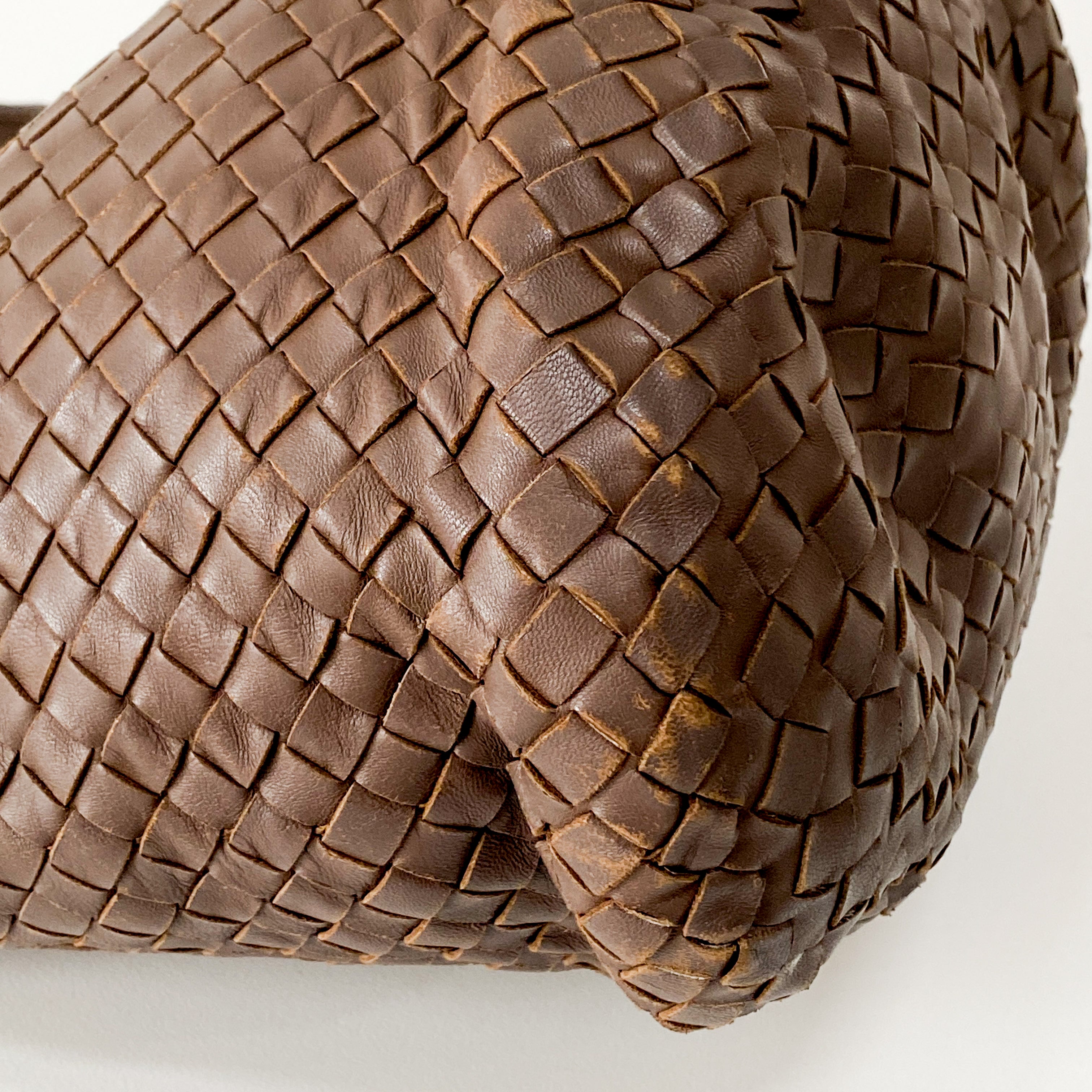 Intrecciato Brown Leather Shoulder Bag