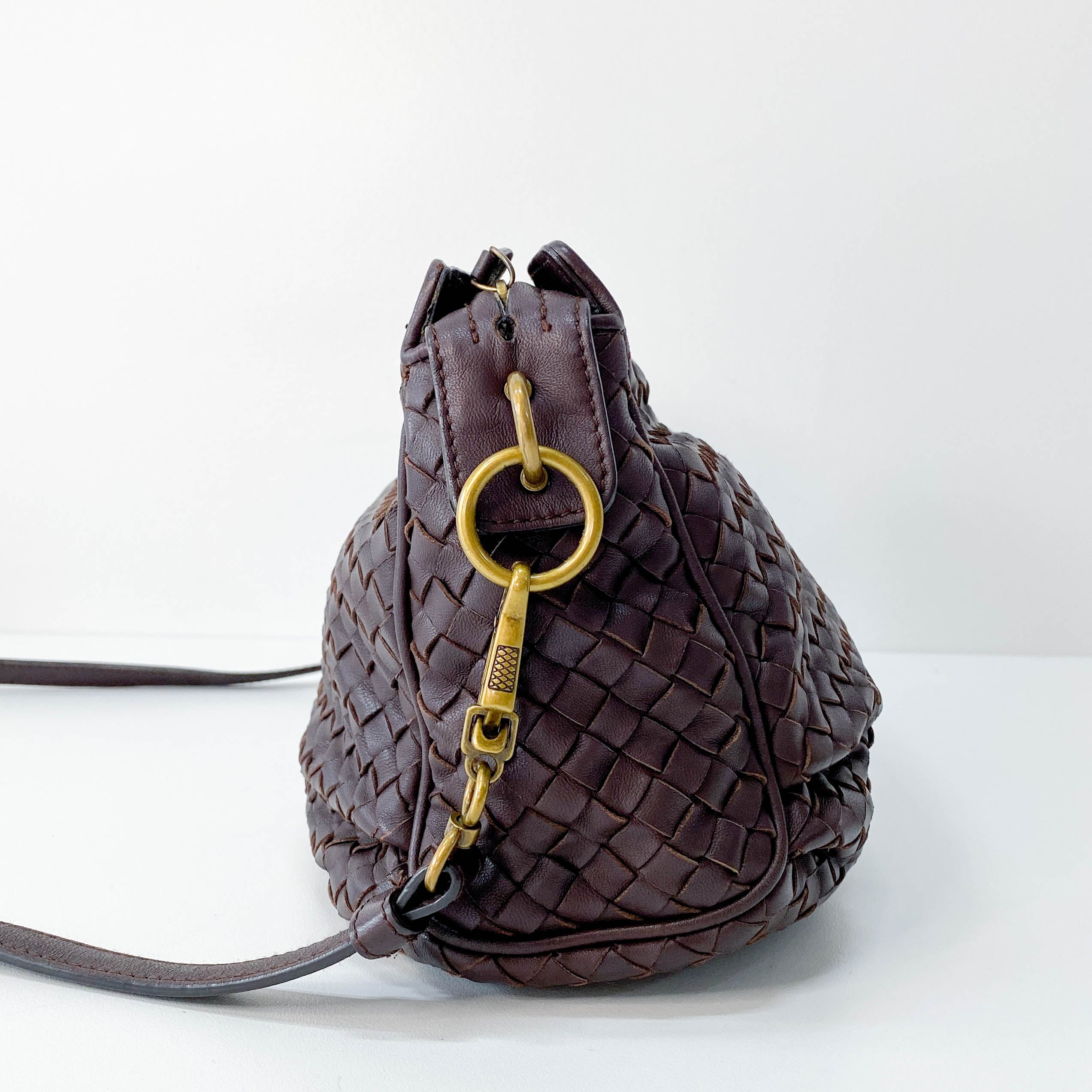 Brown Intrecciato Shoulder Bag