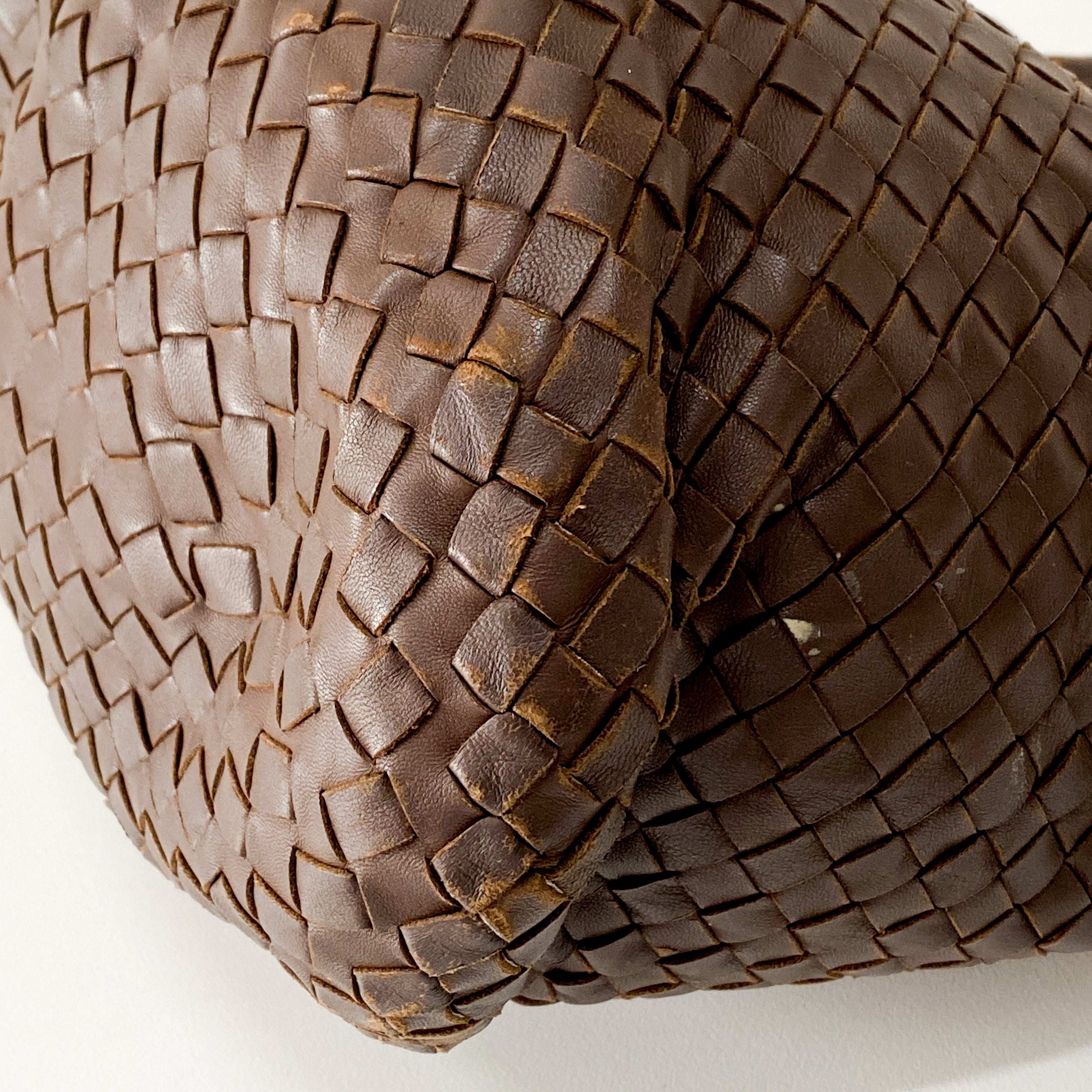 Intrecciato Brown Leather Shoulder Bag