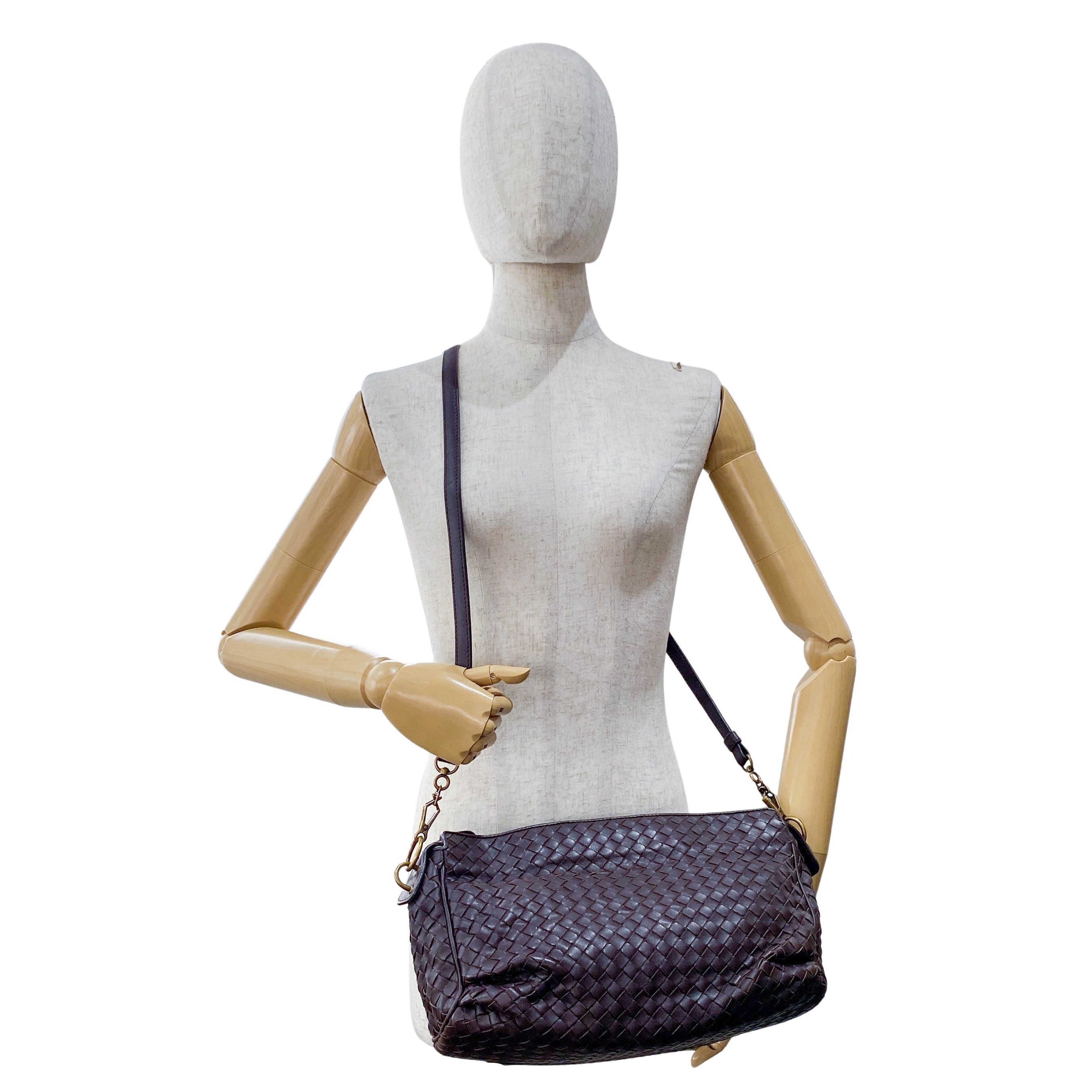 Brown Intrecciato Shoulder Bag