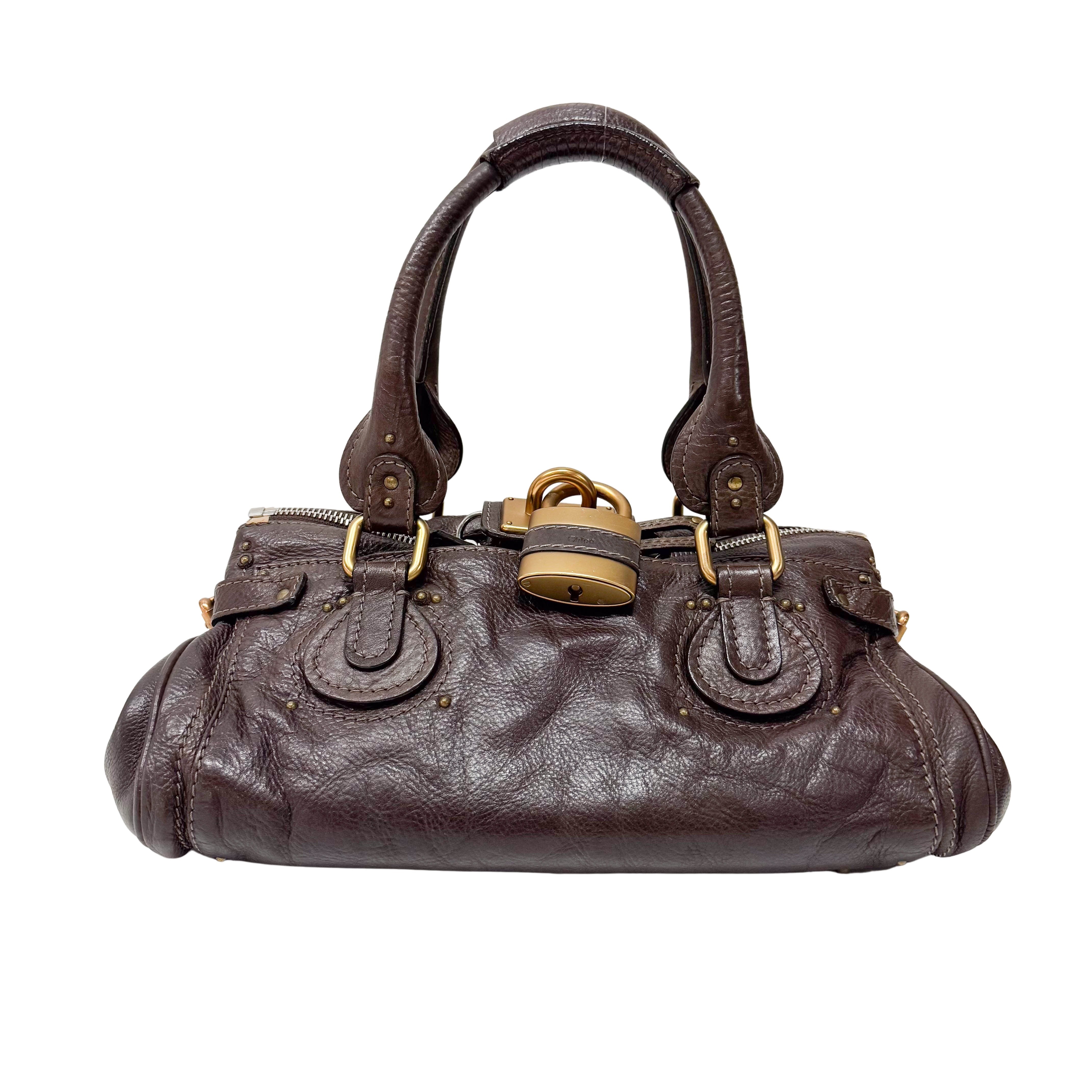 Paddington Brown Calfskin Leather Shoulder Bag