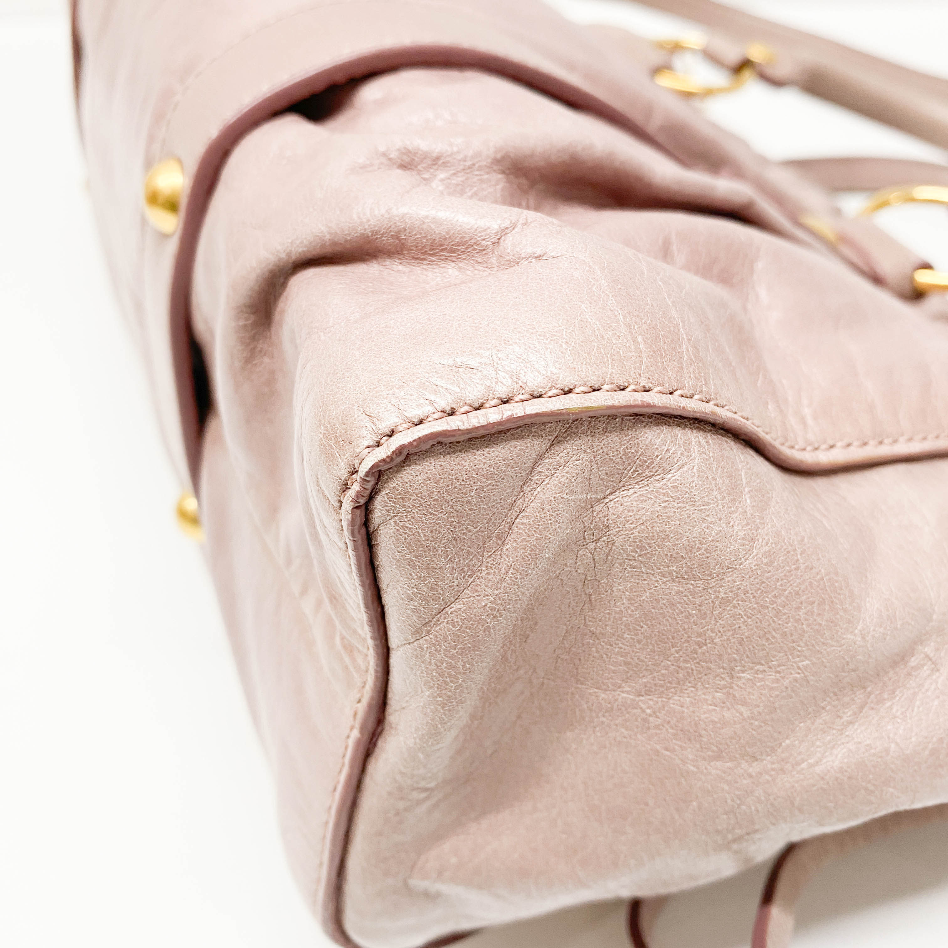 Vitello Bauletto Lavender Calfskin Leather Two Way Bag