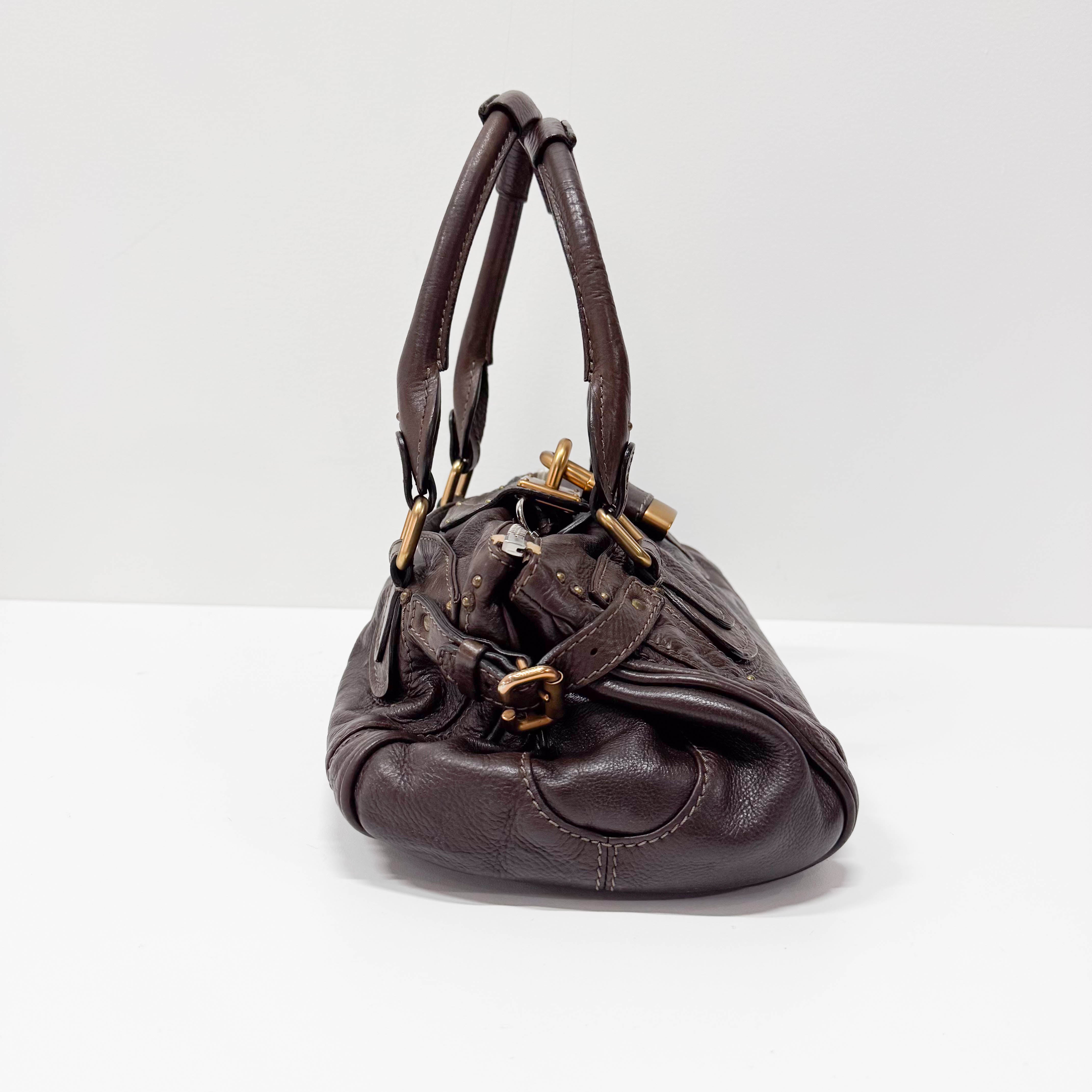 Paddington Brown Calfskin Leather Shoulder Bag