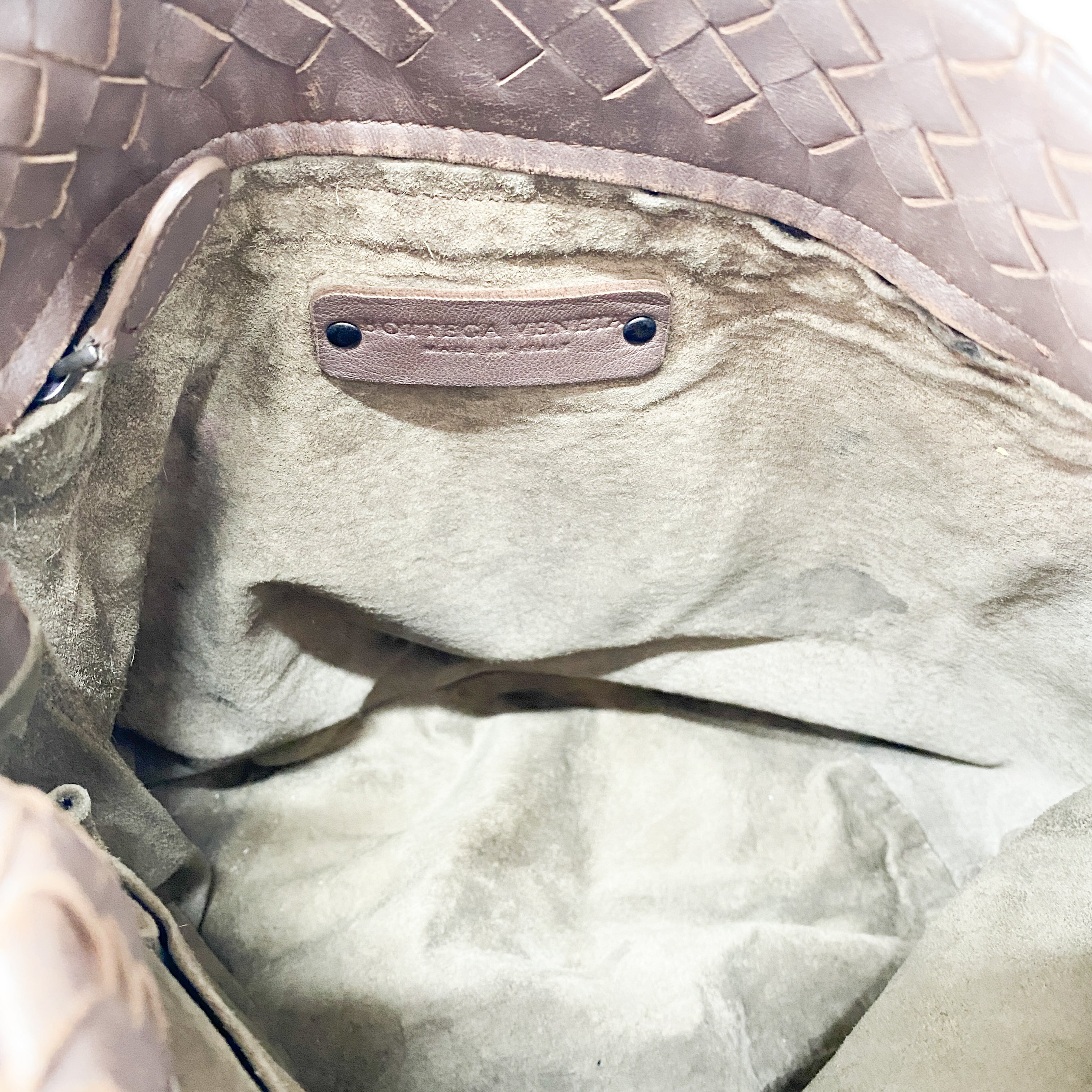 Intrecciato Brown Leather Shoulder Bag