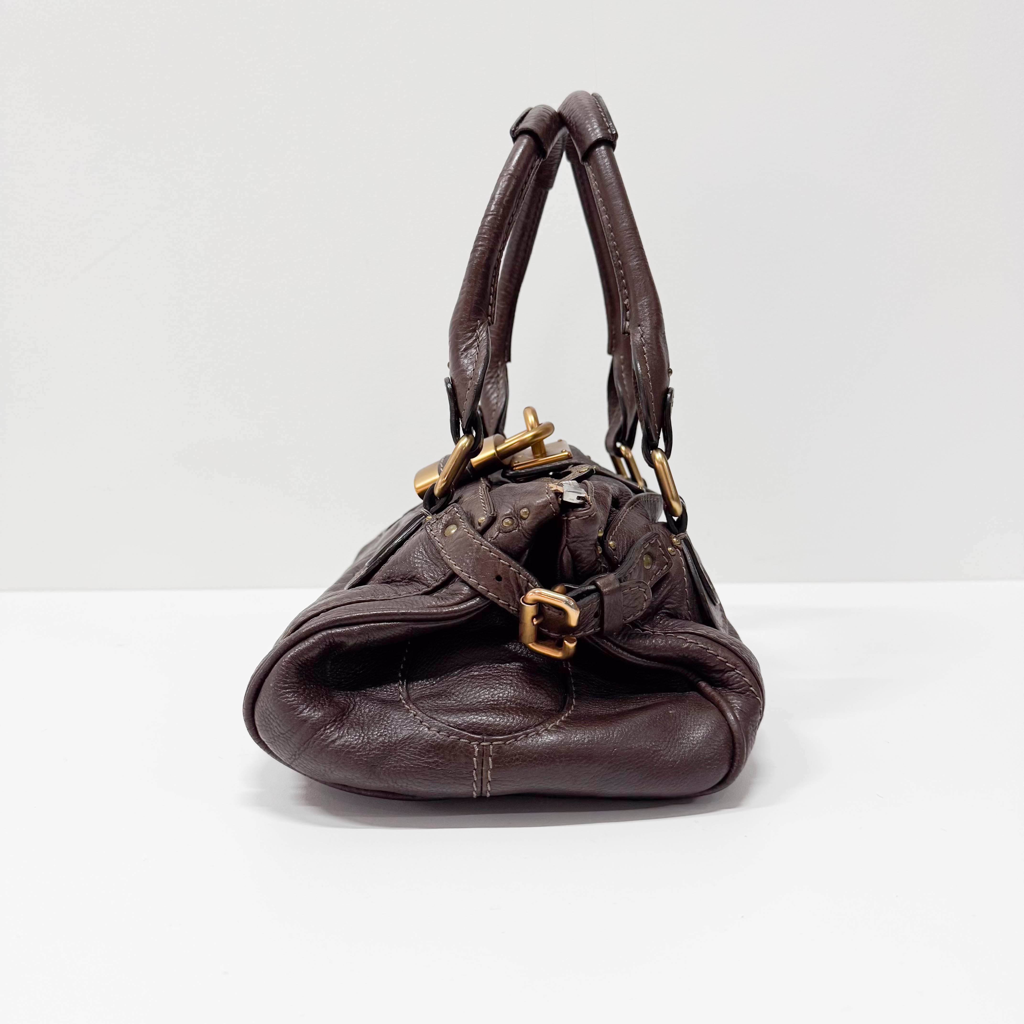 Paddington Brown Calfskin Leather Shoulder Bag