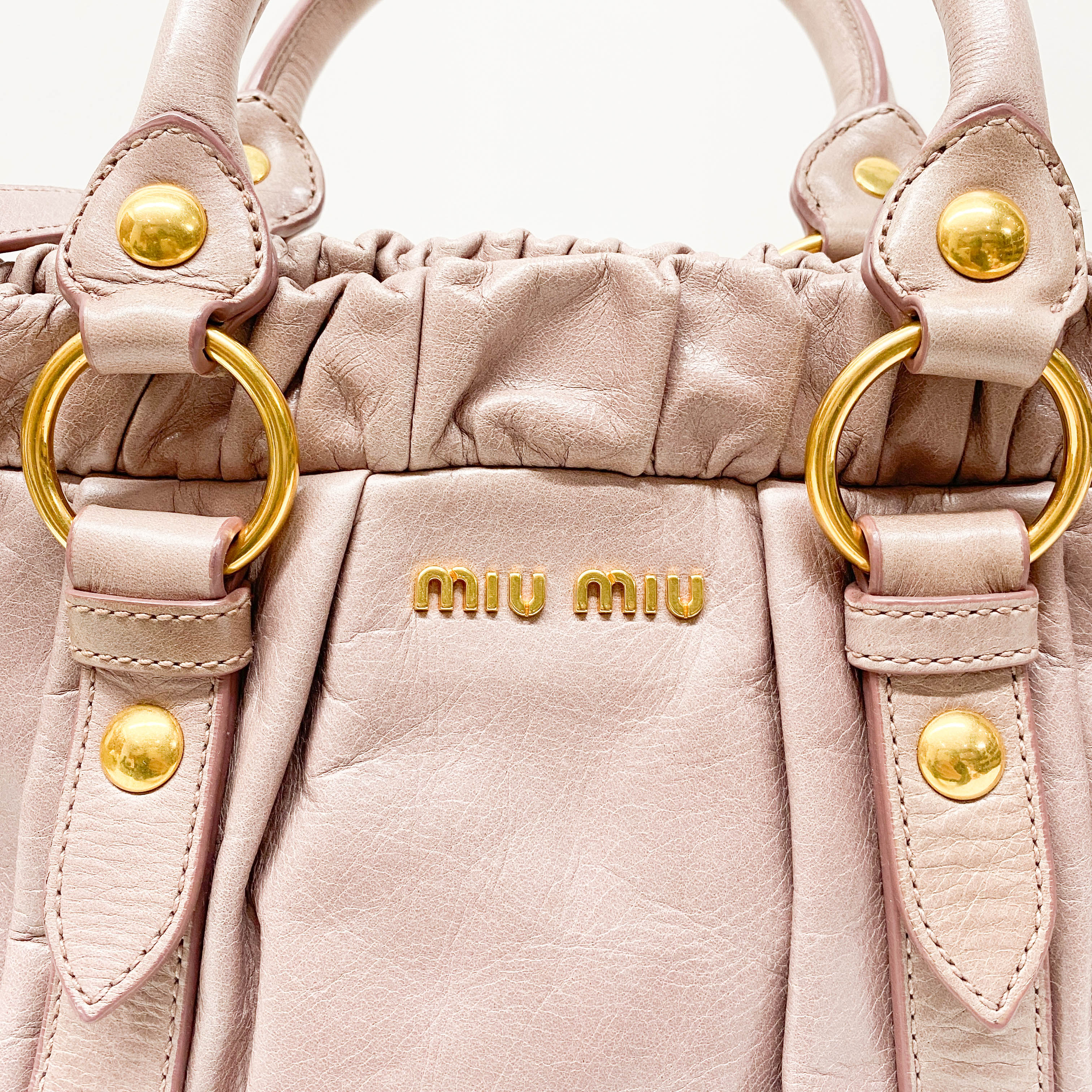 Vitello Bauletto Lavender Calfskin Leather Two Way Bag