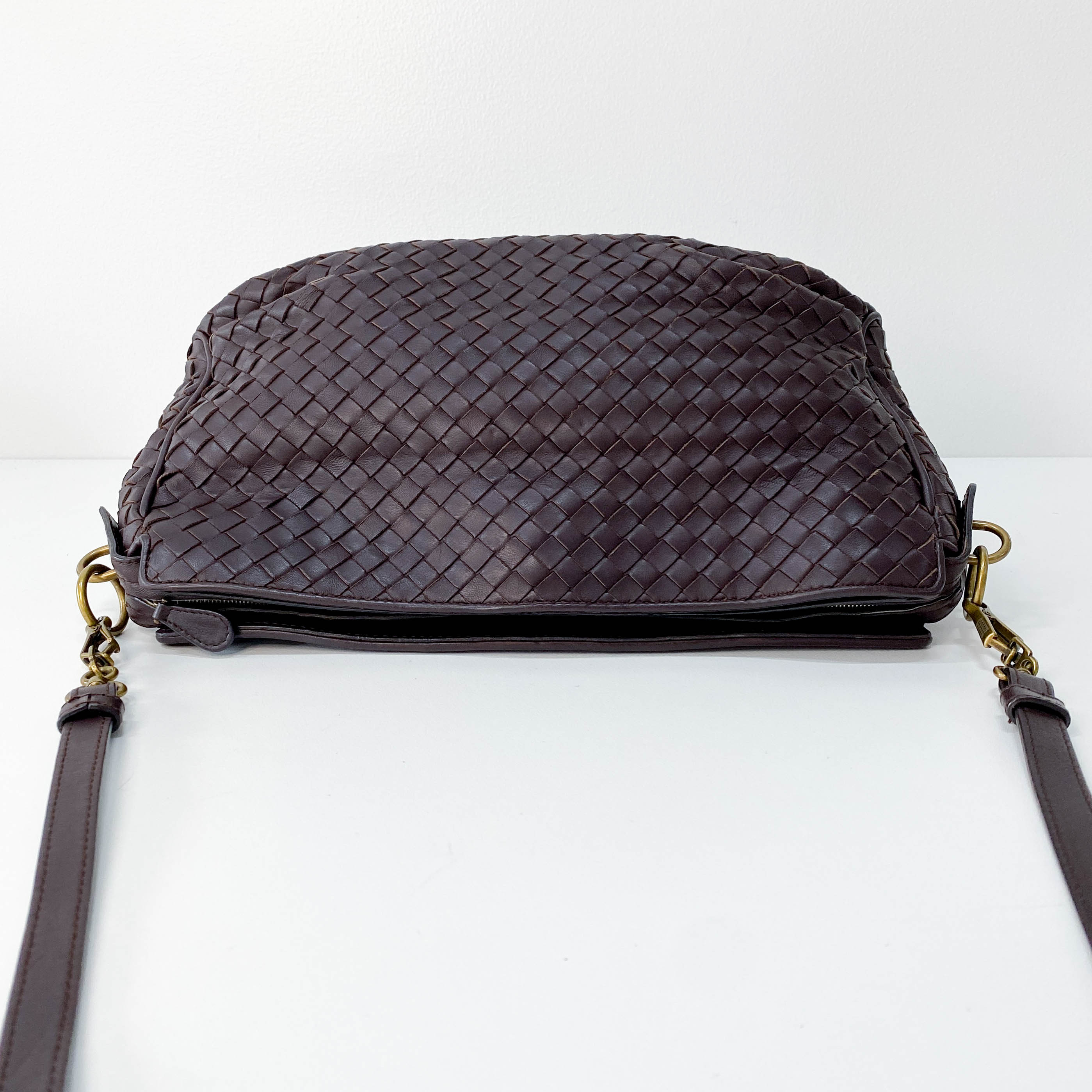 Brown Intrecciato Shoulder Bag