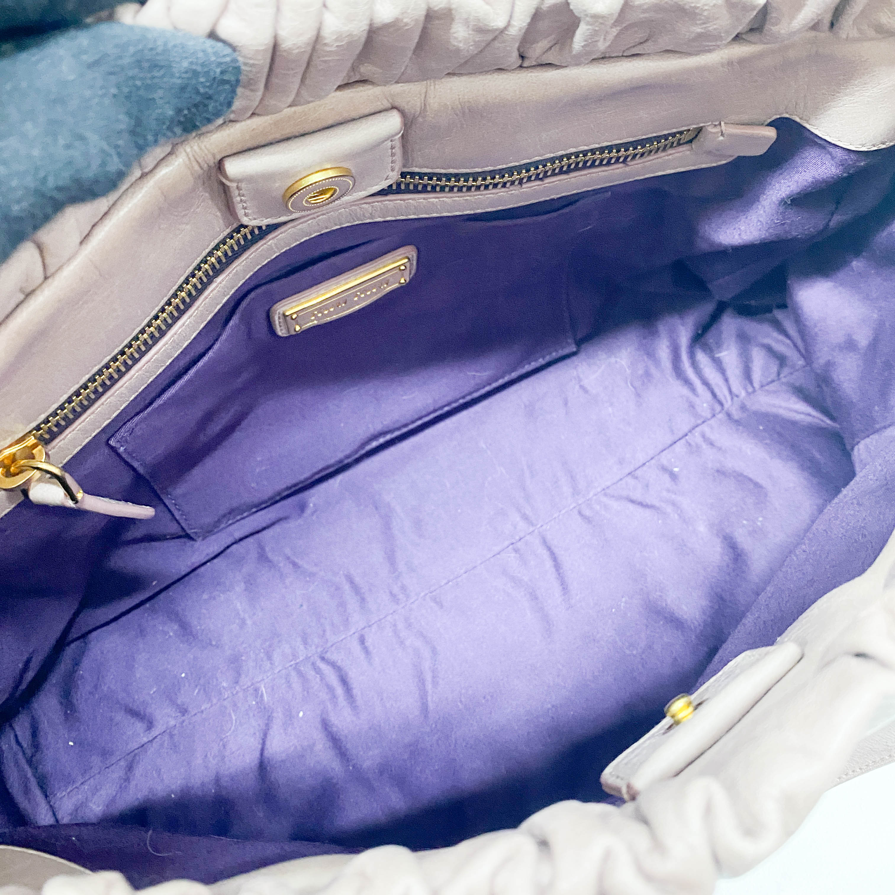 Vitello Bauletto Lavender Calfskin Leather Two Way Bag