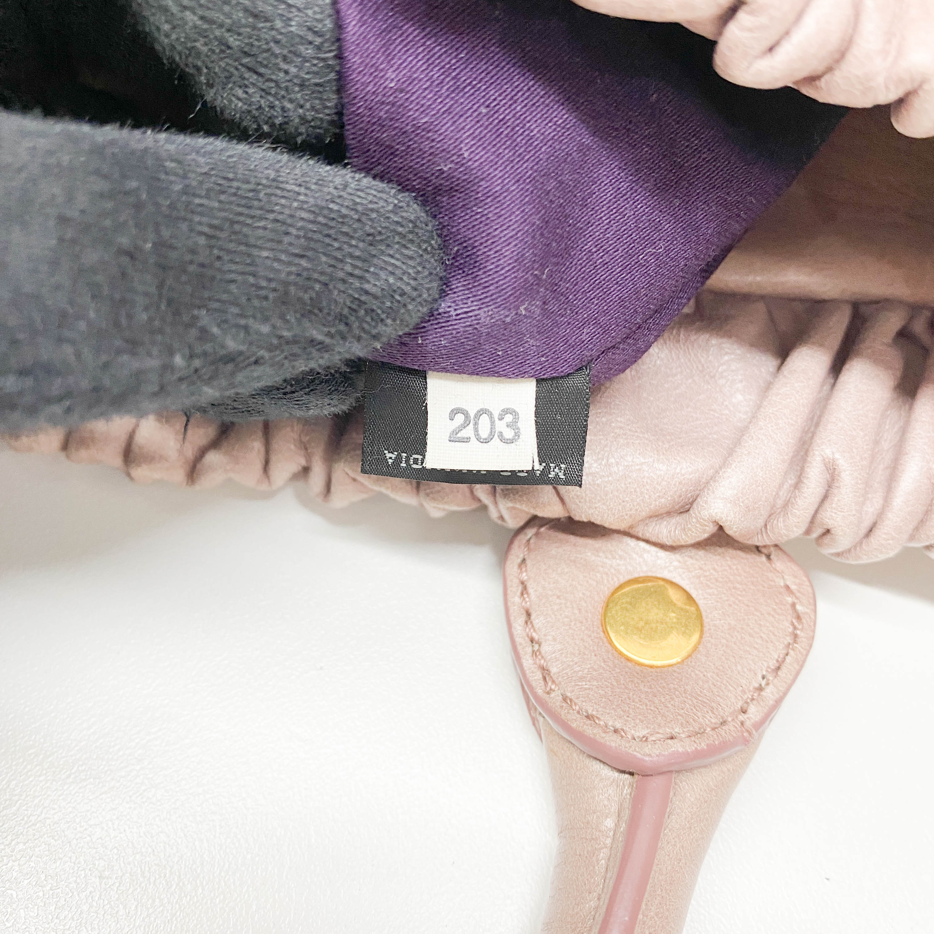 Vitello Bauletto Lavender Calfskin Leather Two Way Bag