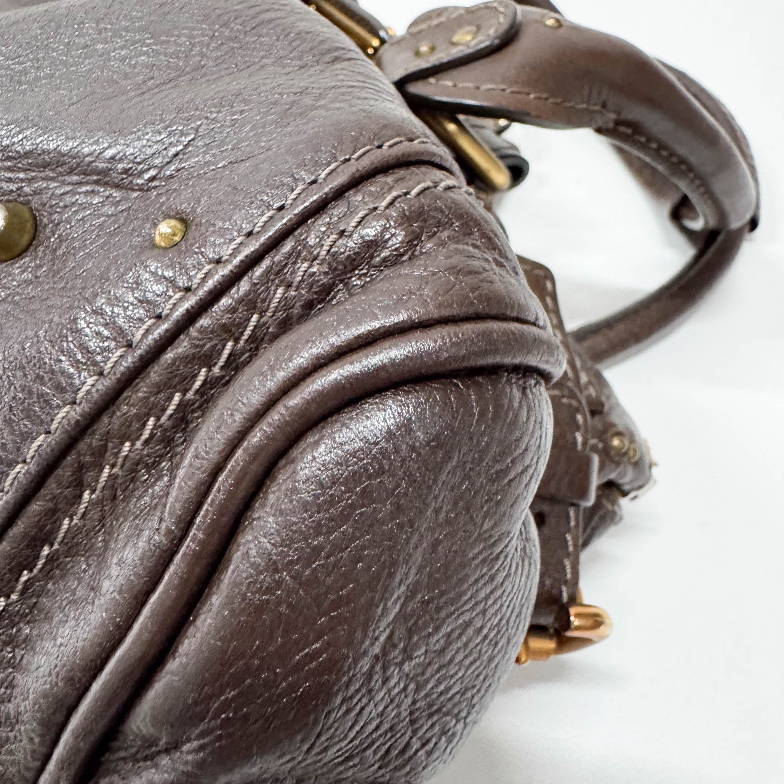 Paddington Brown Calfskin Leather Shoulder Bag