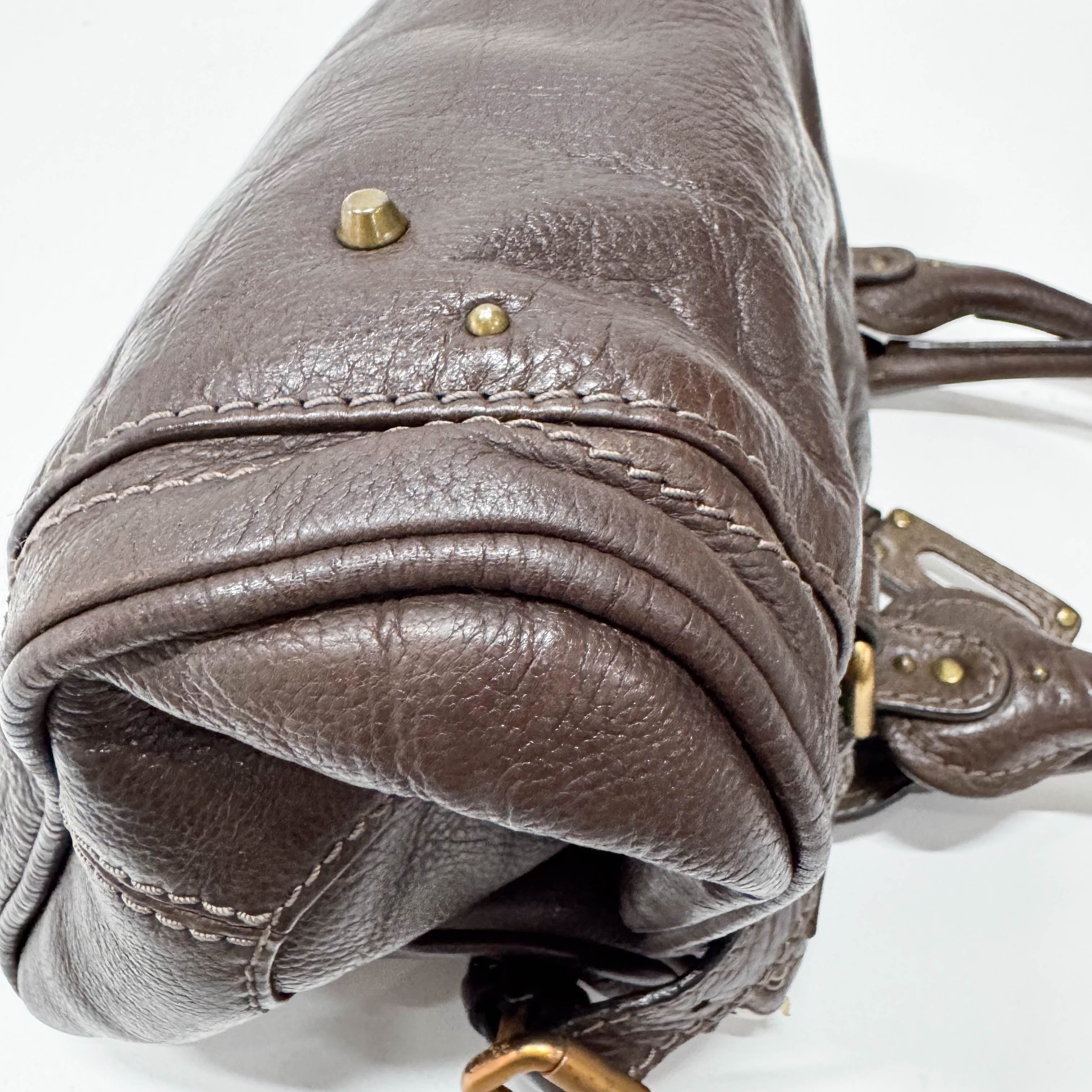 Paddington Brown Calfskin Leather Shoulder Bag