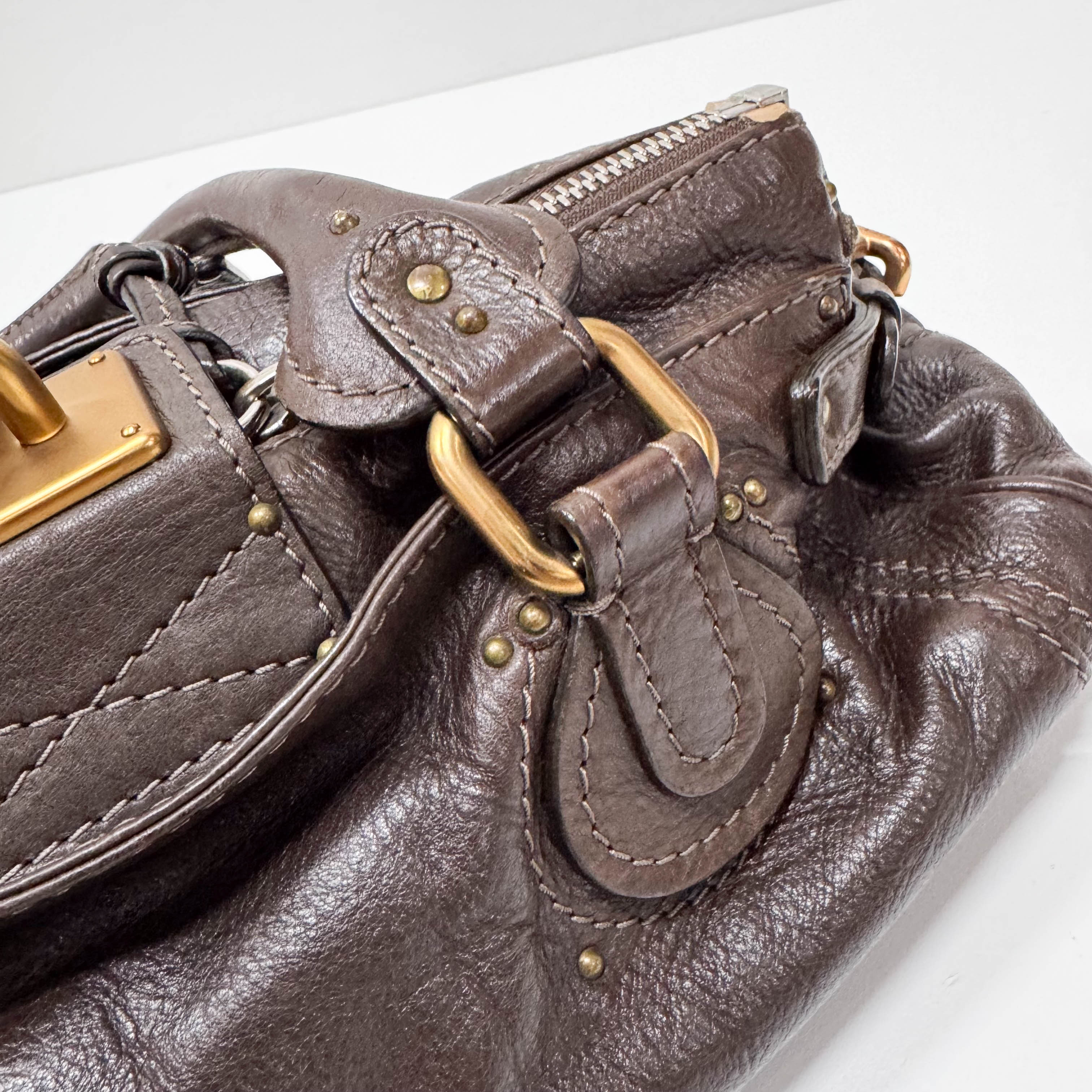 Paddington Brown Calfskin Leather Shoulder Bag