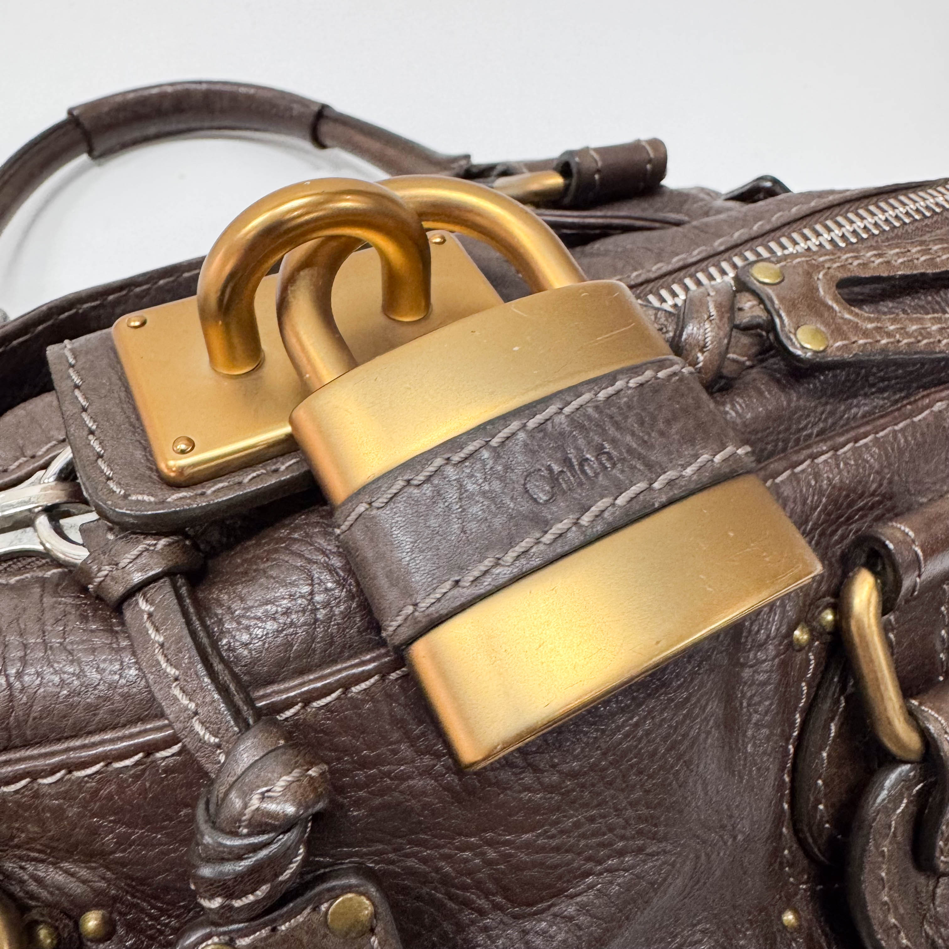 Paddington Brown Calfskin Leather Shoulder Bag