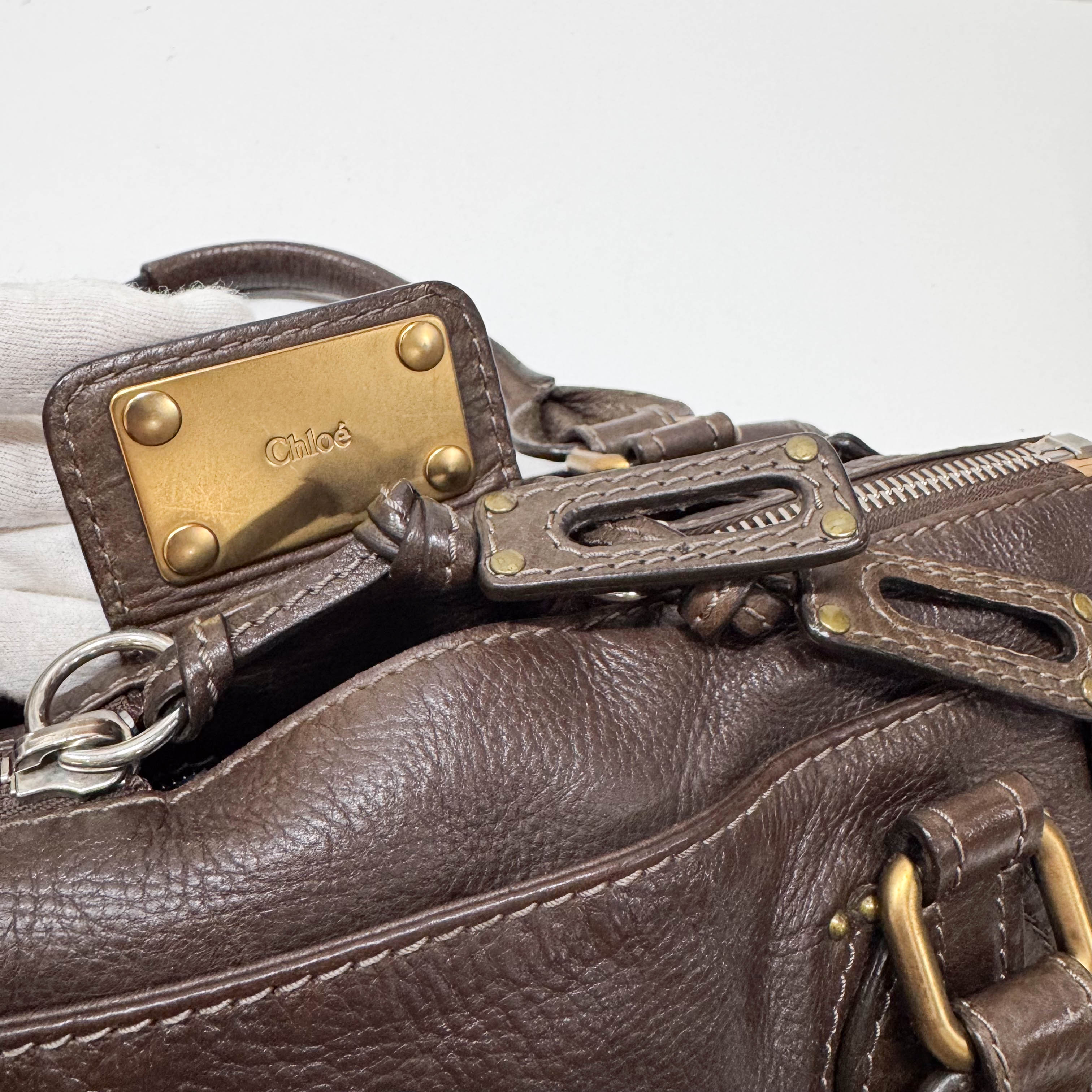 Paddington Brown Calfskin Leather Shoulder Bag