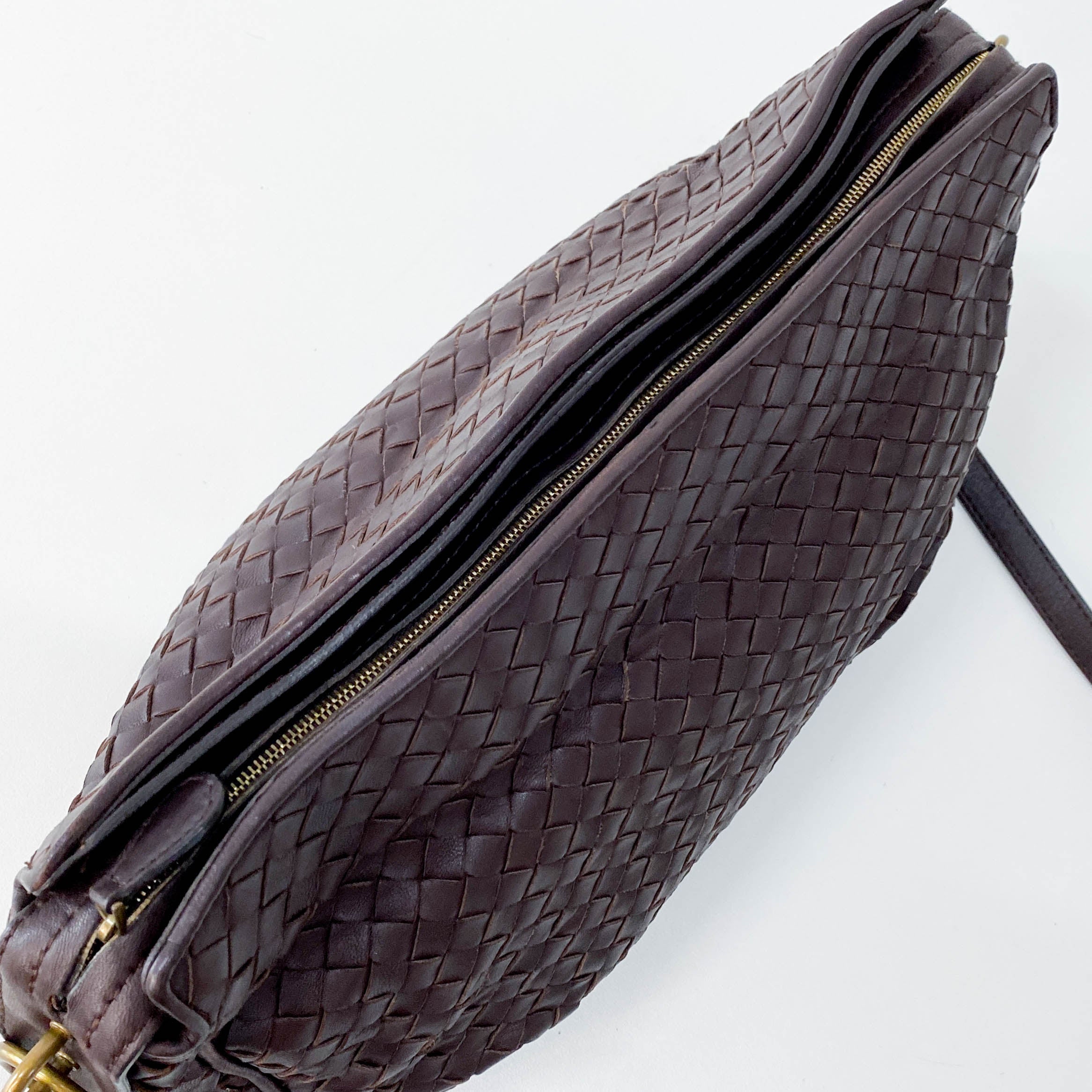 Brown Intrecciato Shoulder Bag